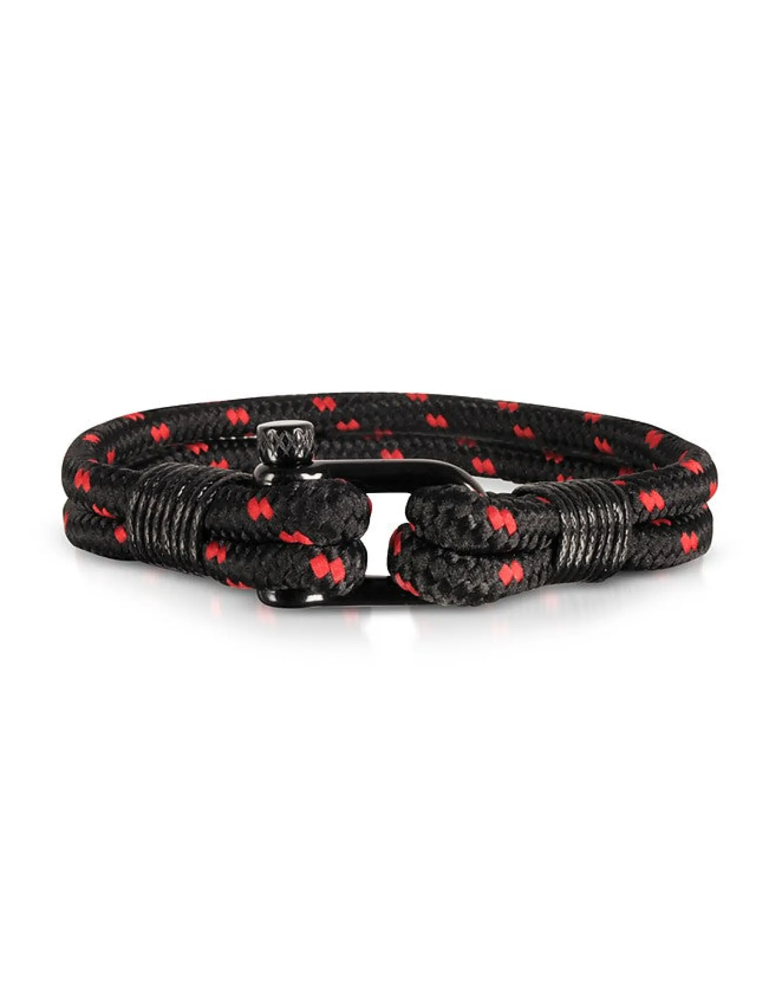 Black and Red Two Tone Nautical Braid Men's Bracelet<Forzieri Store