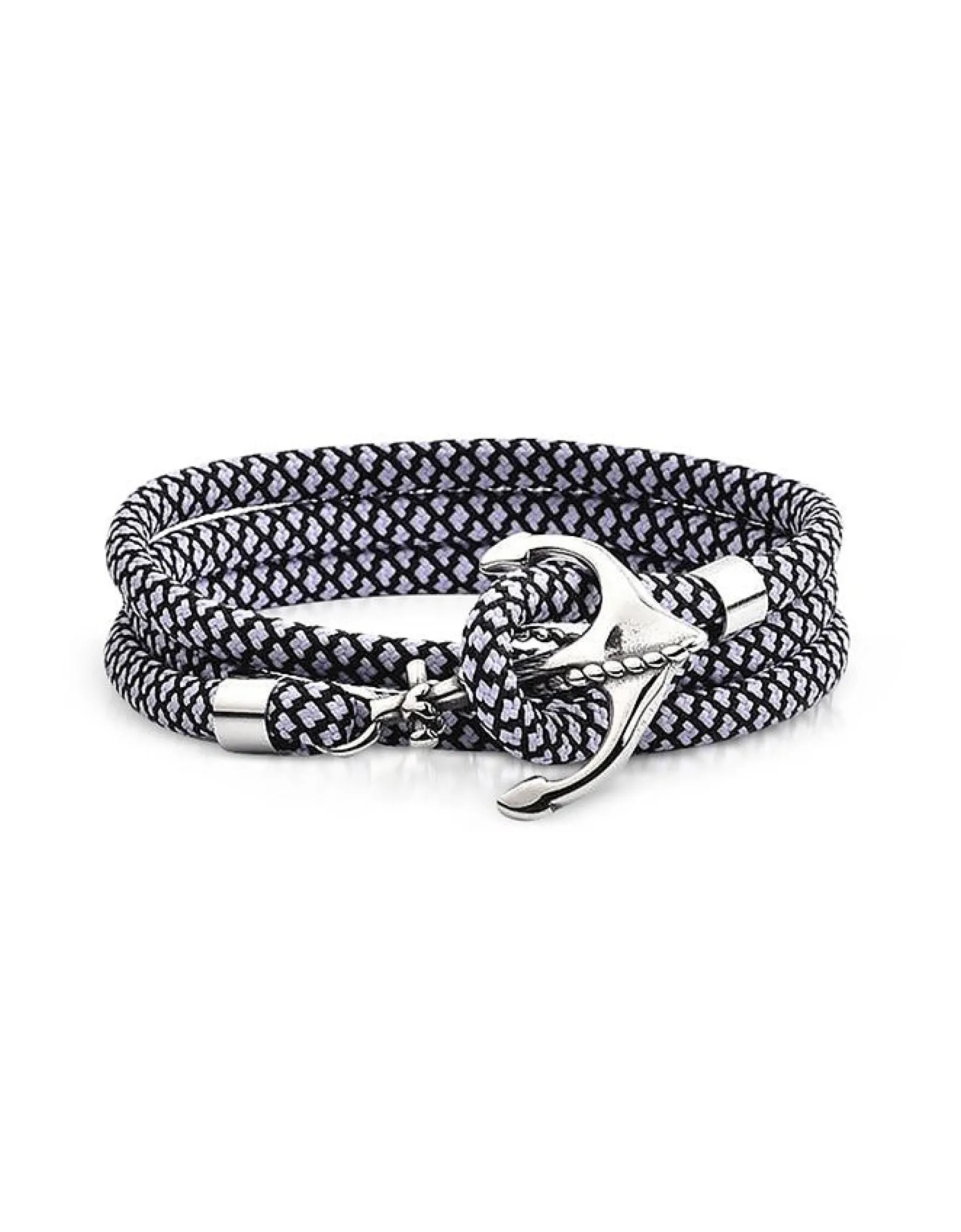 Black and White Rope Triple Bracelet w/Anchor<Forzieri Store