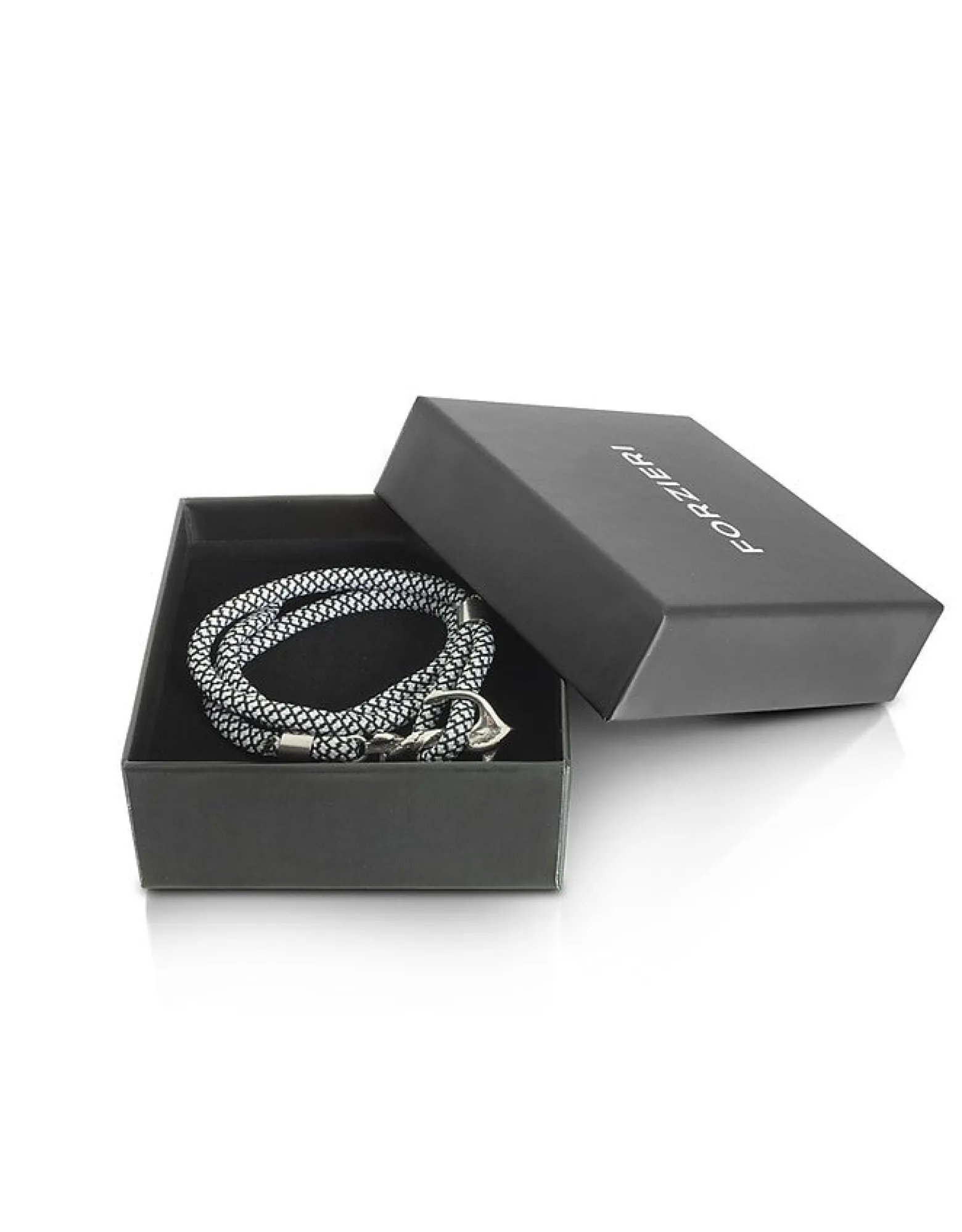 Black and White Rope Triple Bracelet w/Anchor<Forzieri Store