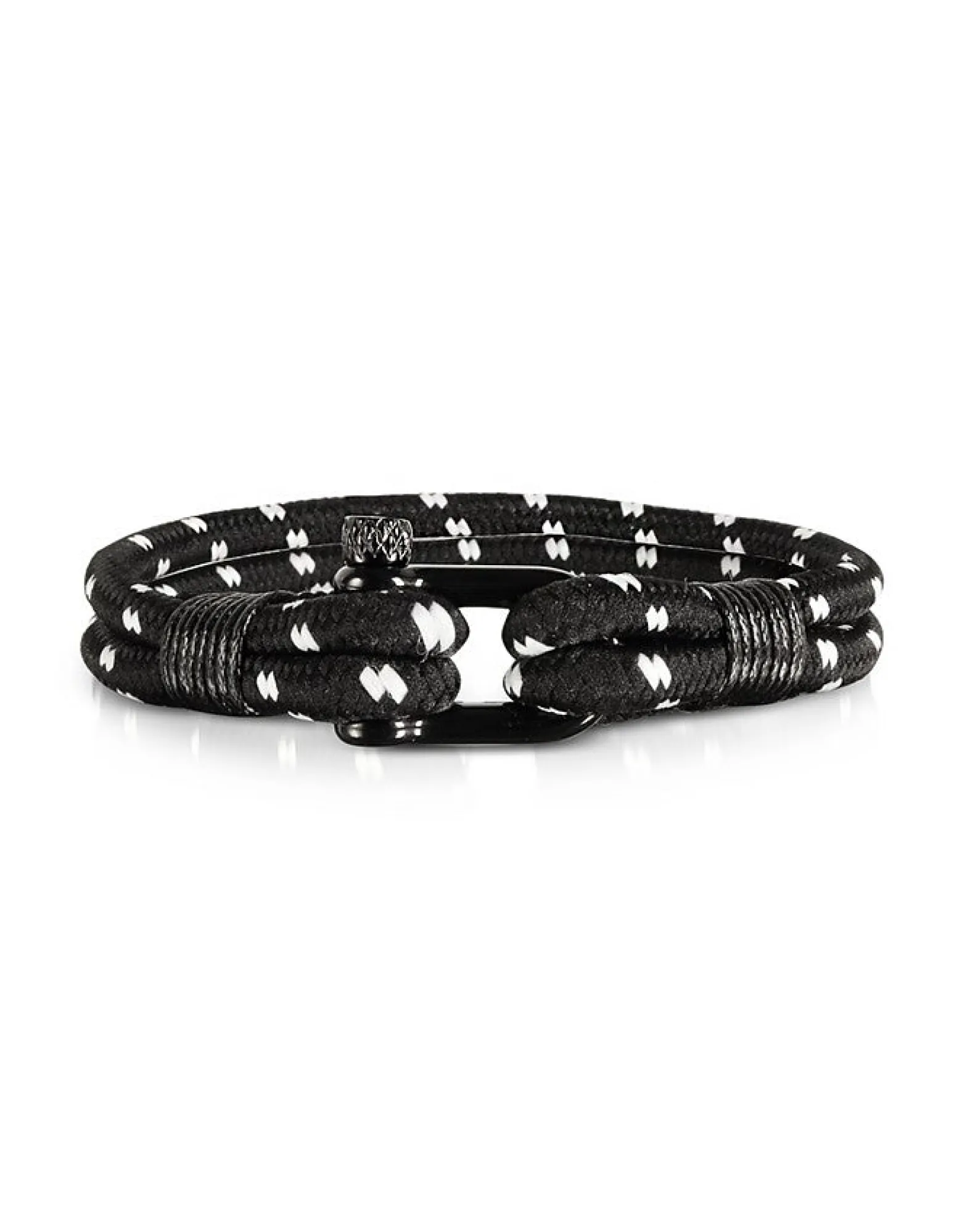 Black and White Two Tone Nautical Braid Men's Bracelet<Forzieri Fashion