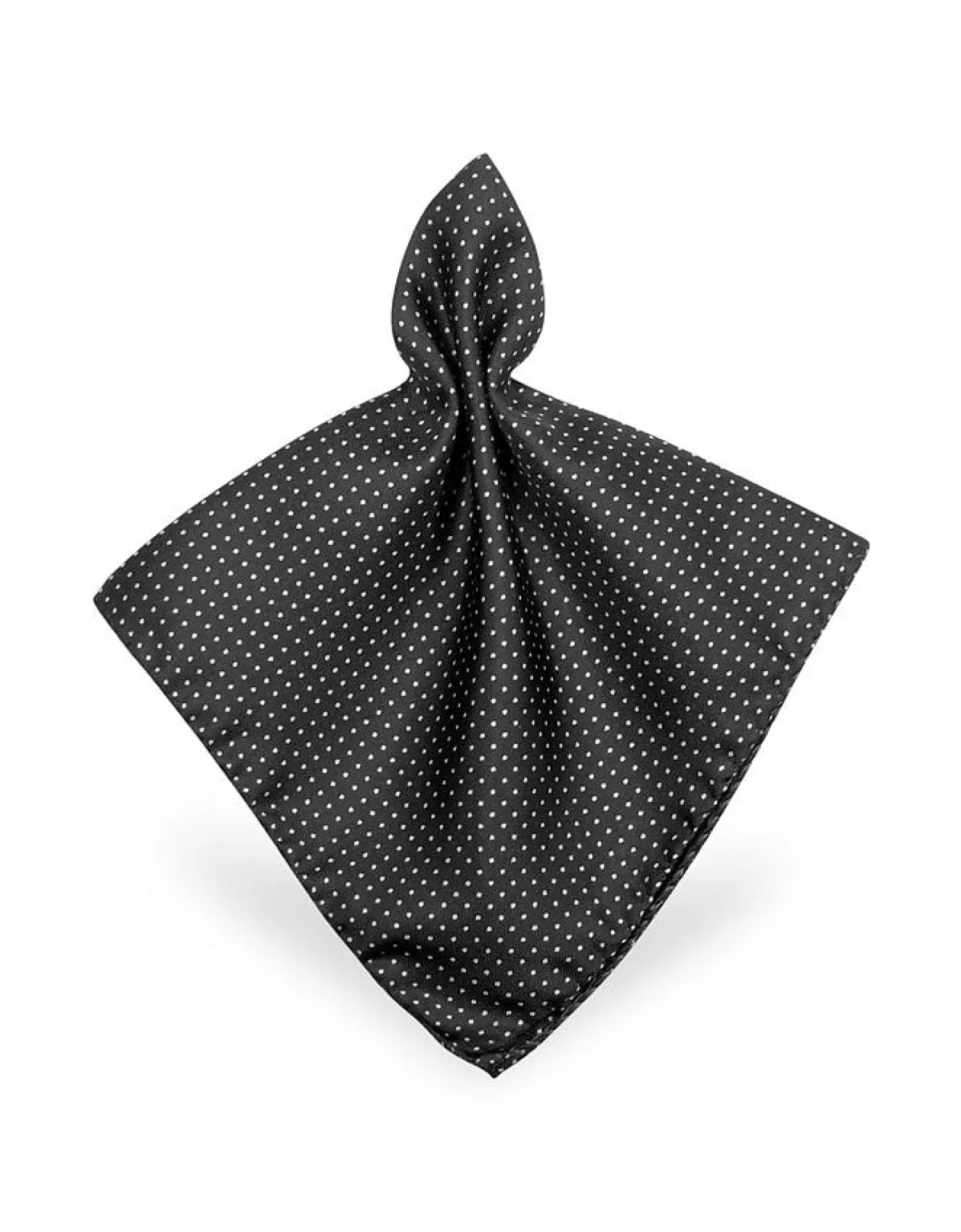 Black Mini Polkadot Twill Silk Pocket Square<Forzieri Cheap