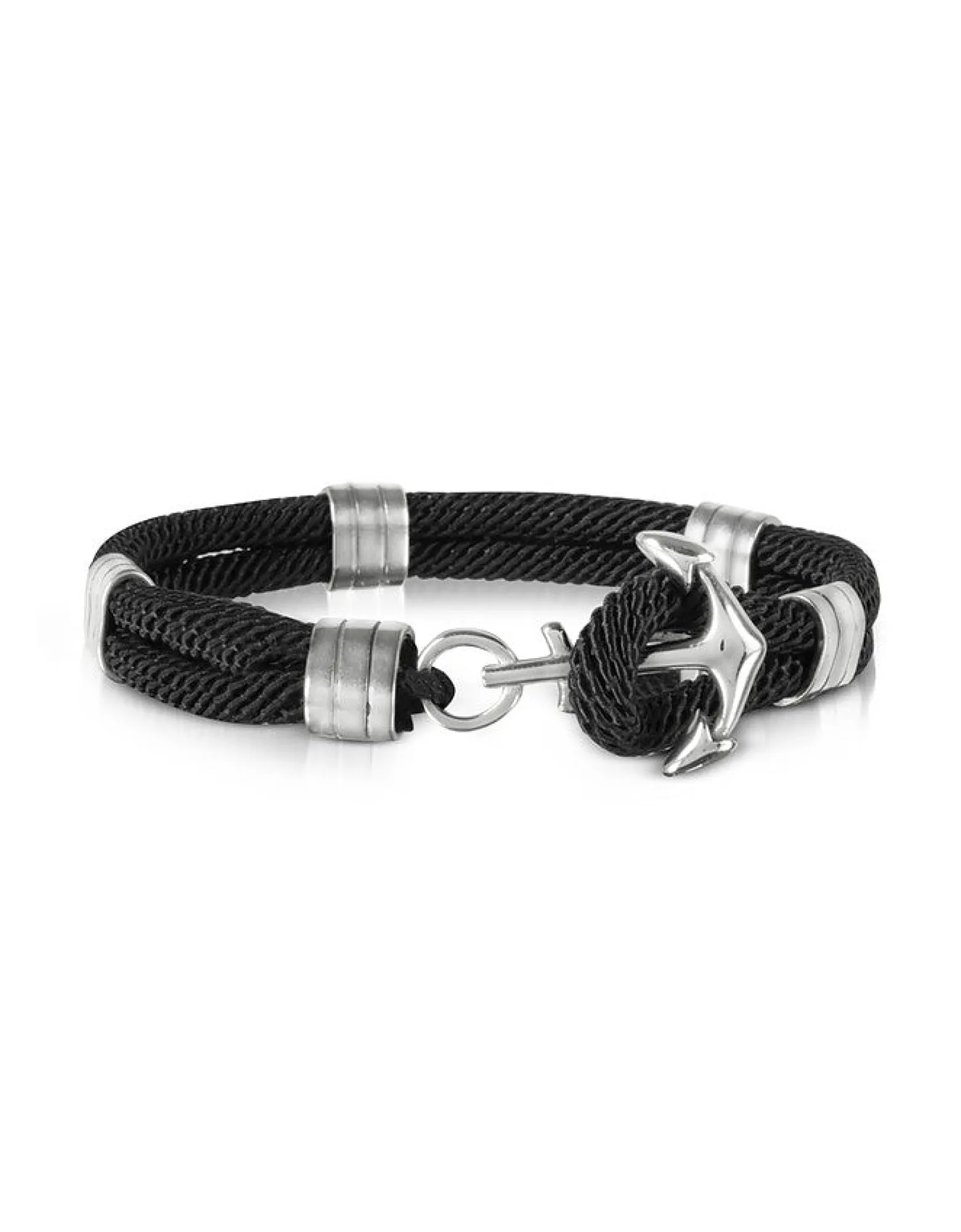 Black Nautical Rope Double Bracelet w/Anchor<Forzieri Clearance