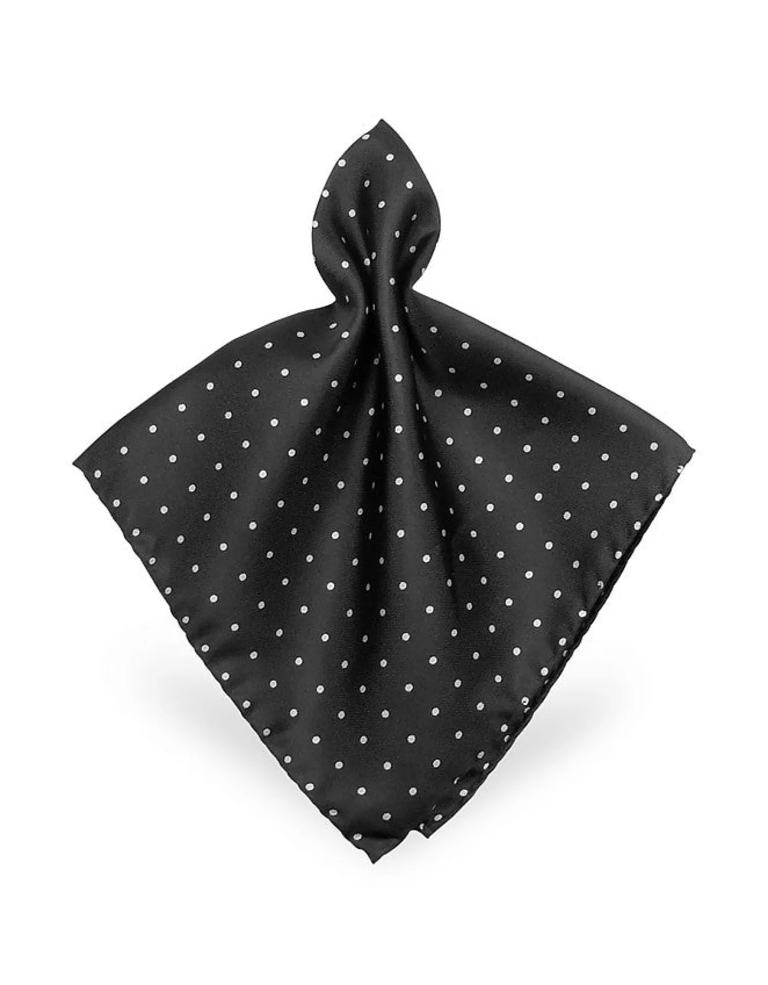 Black Polkadot Twill Silk Pocket Square<Forzieri Sale