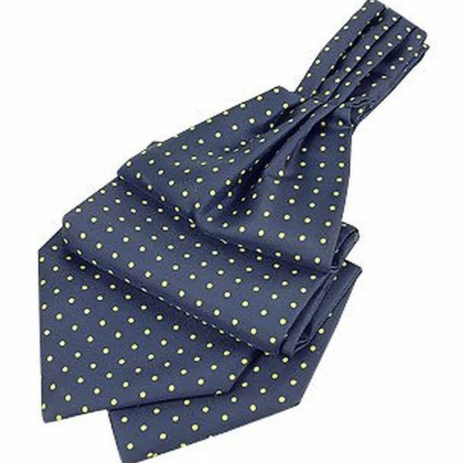 Blue & Yellow Polkadot Pattern Pure Silk Ascot<Forzieri Store