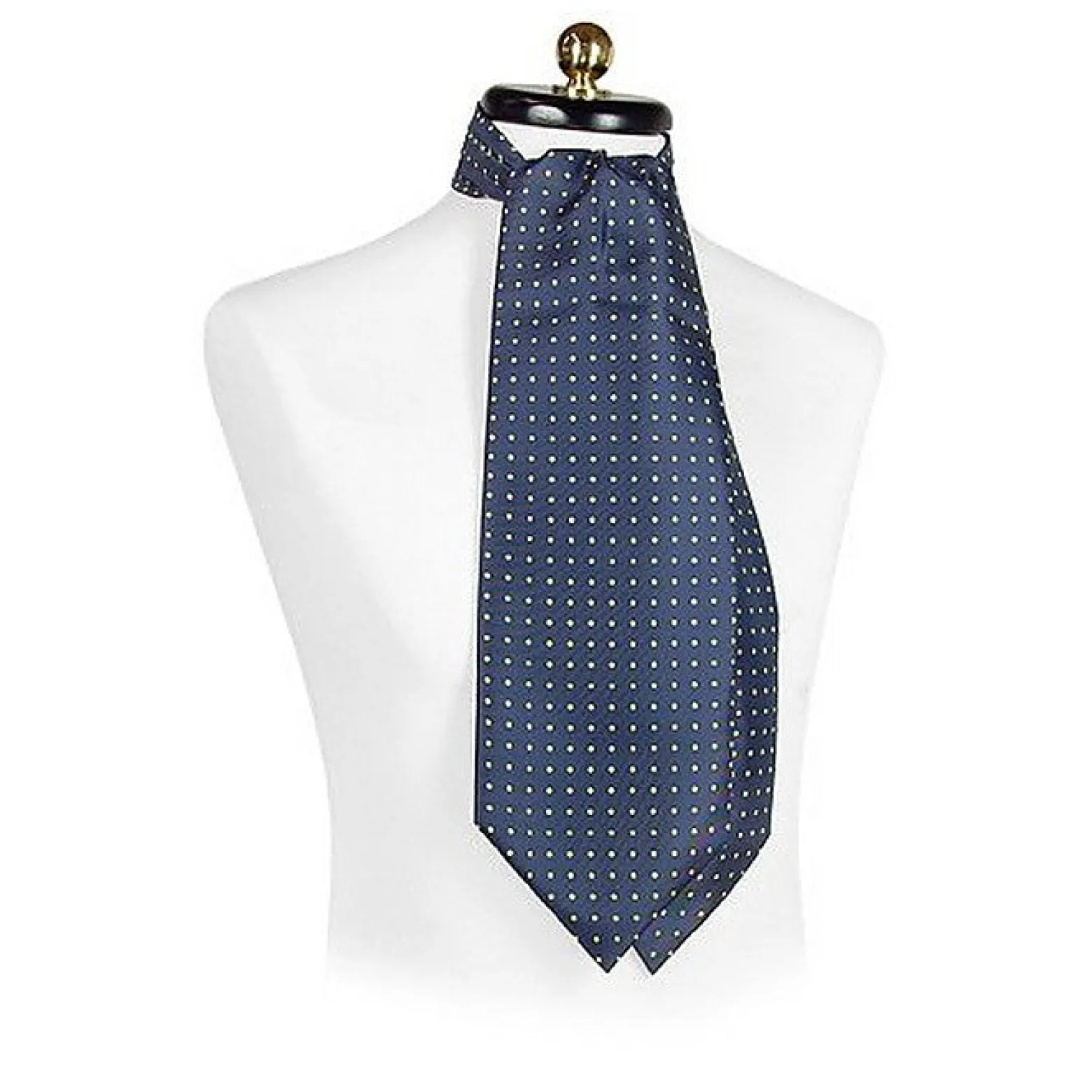 Blue & Yellow Polkadot Pattern Pure Silk Ascot<Forzieri Store