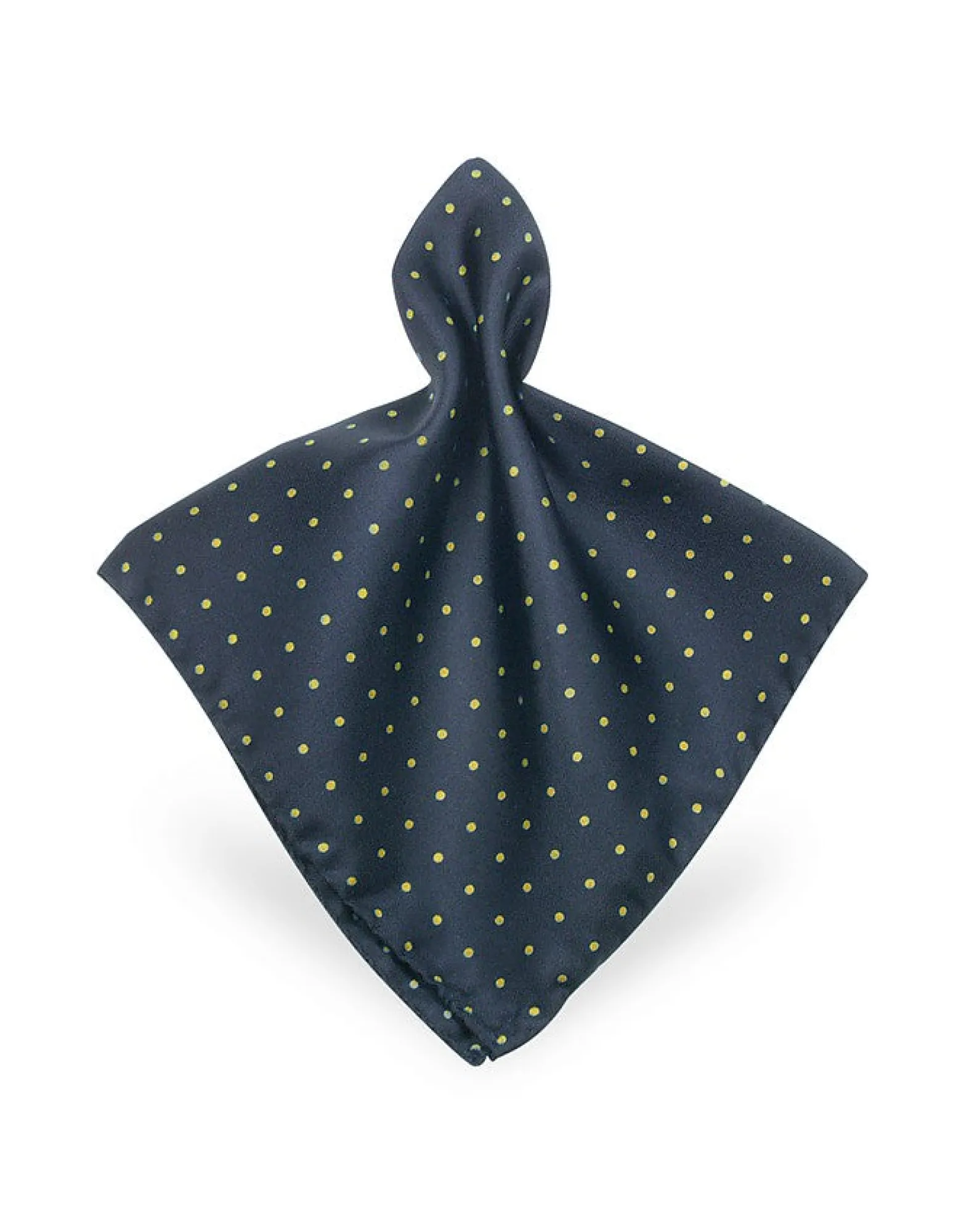 Blue/Yellow Polkadot Twill Silk Pocket Square<Forzieri Online