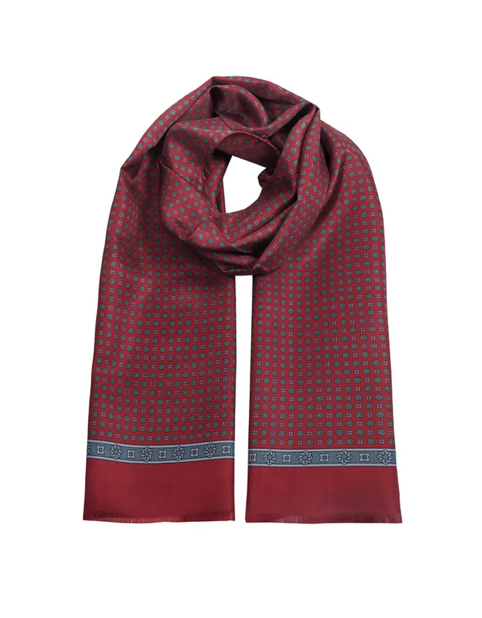 Burgundy Printed Silk Scarf<Forzieri Shop