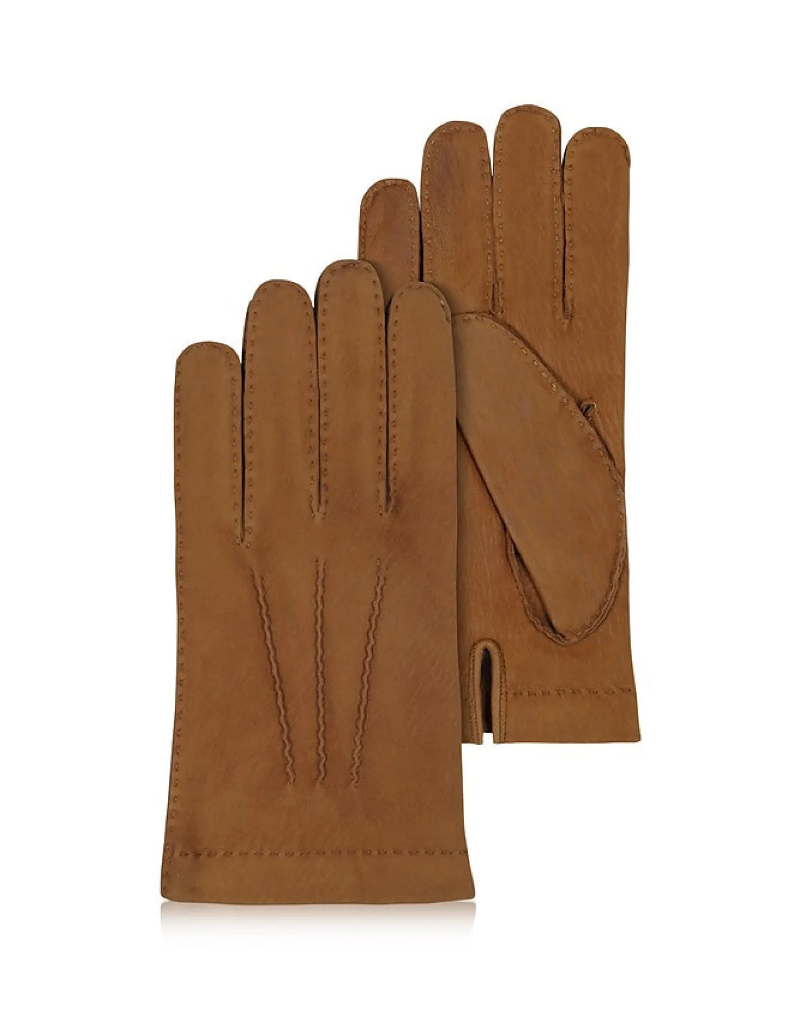 Cashmere Lined Brown Italian Calf Leather Gloves<Forzieri Best Sale