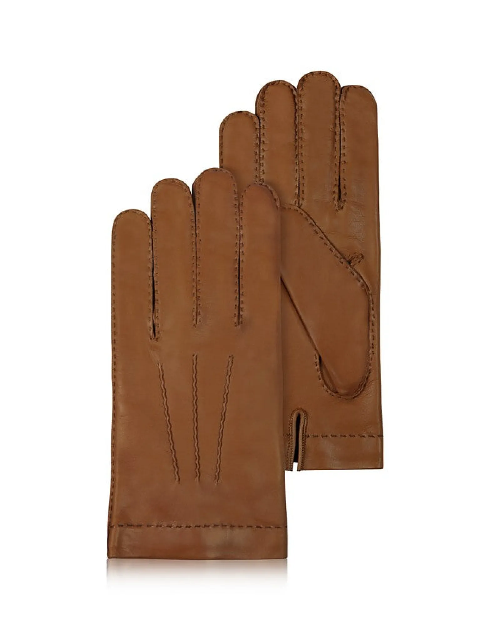 Cashmere Lined Brown Italian Leather Gloves<Forzieri Cheap