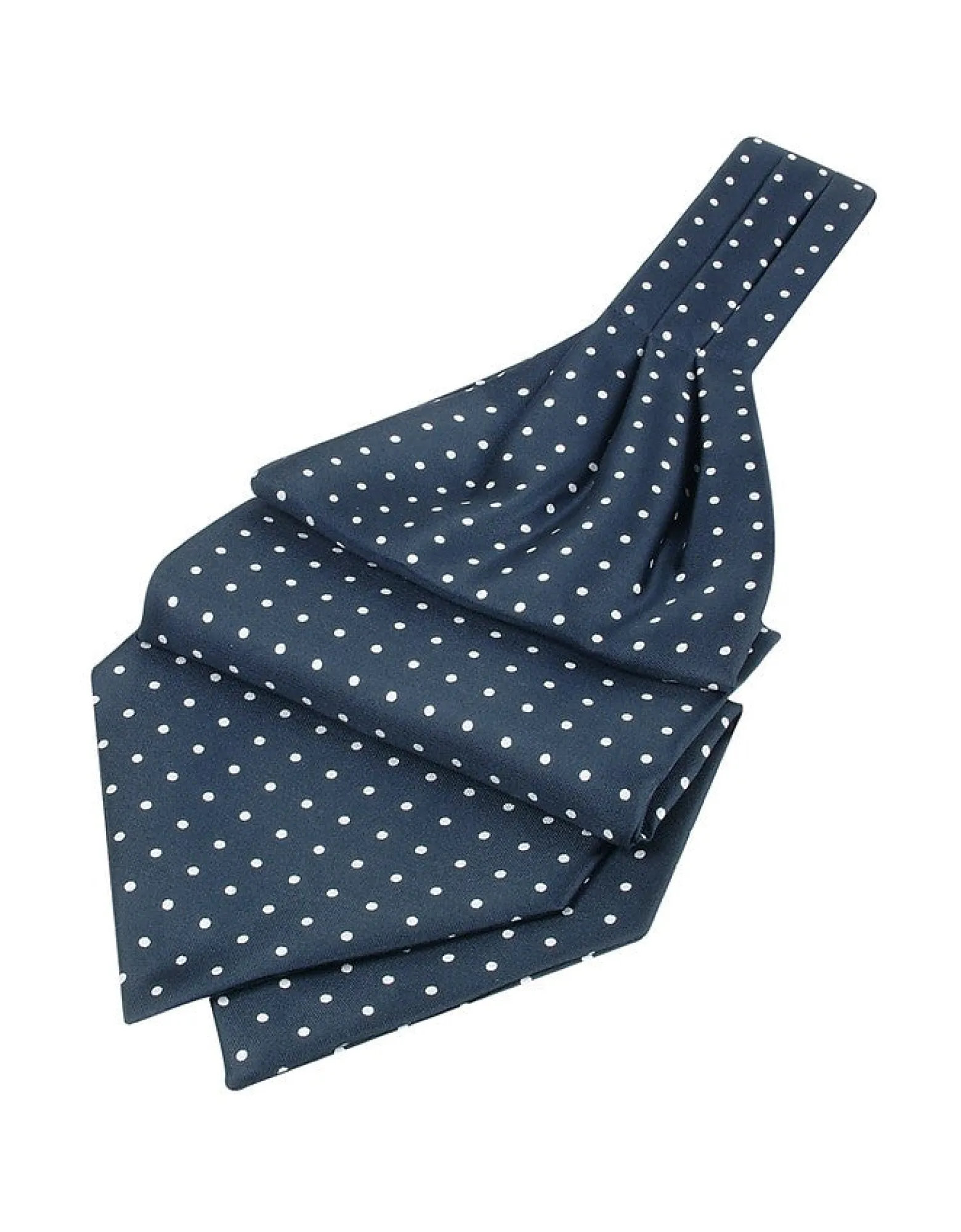 Dark Blue Polkadot Printed Twill Silk Ascot<Forzieri Outlet