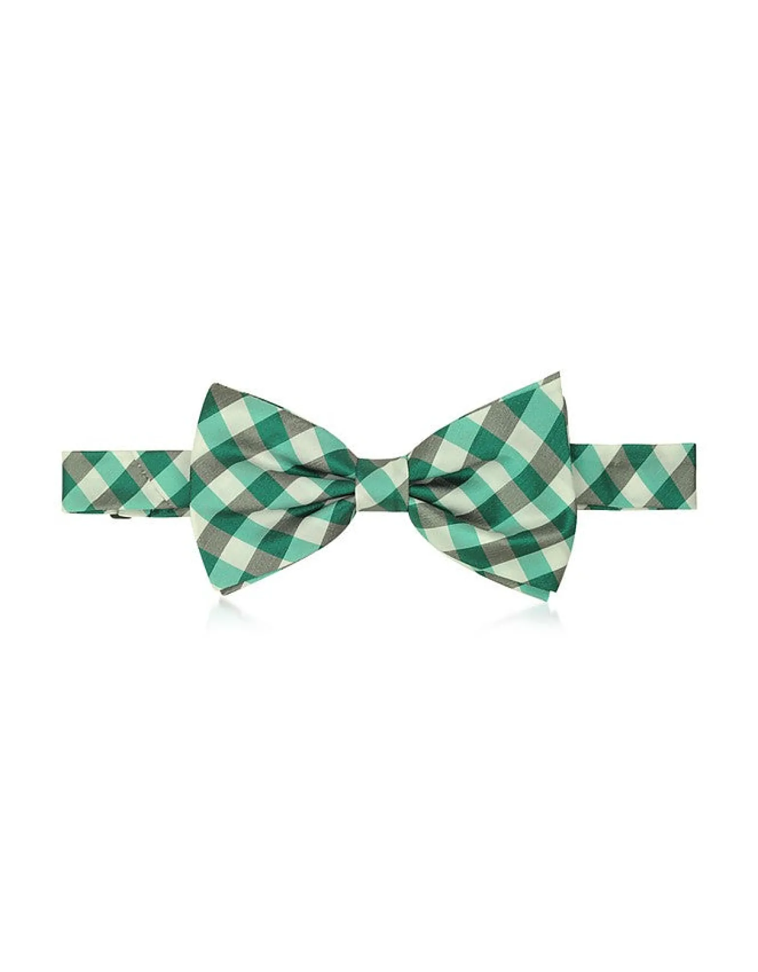 Green Plaid Woven Silk Pre-tied Bow Tie<Forzieri Best