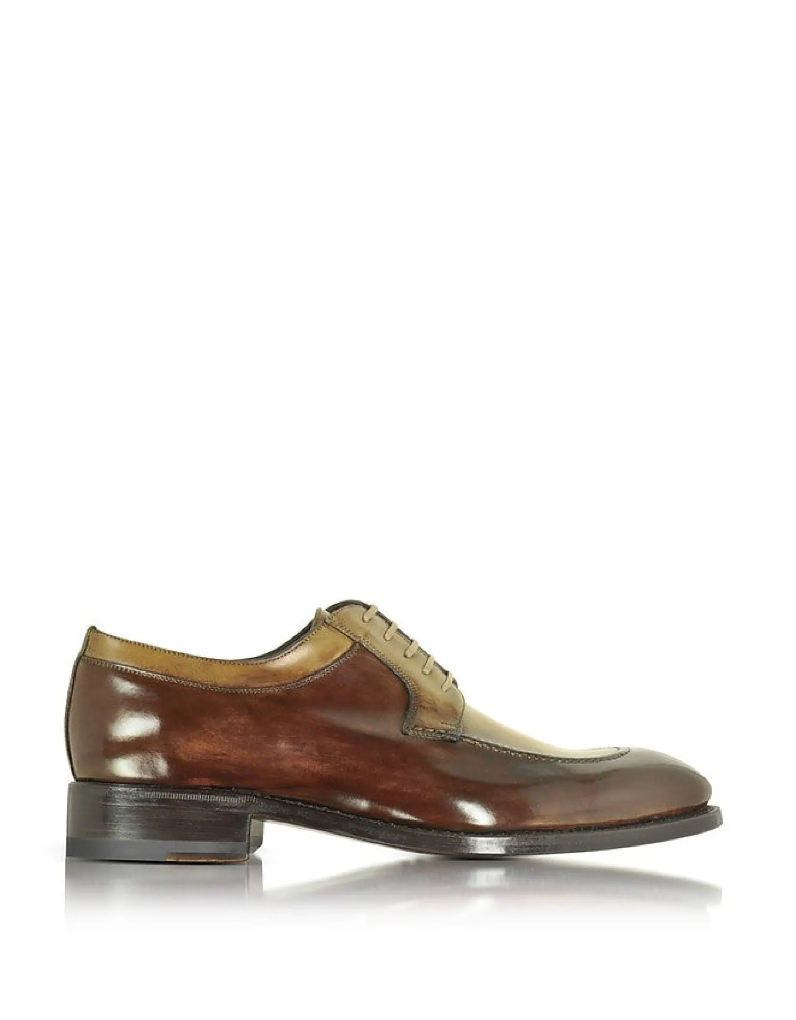 Italian Handcrafted Two Tone Leather Derby Shoe<Forzieri Flash Sale