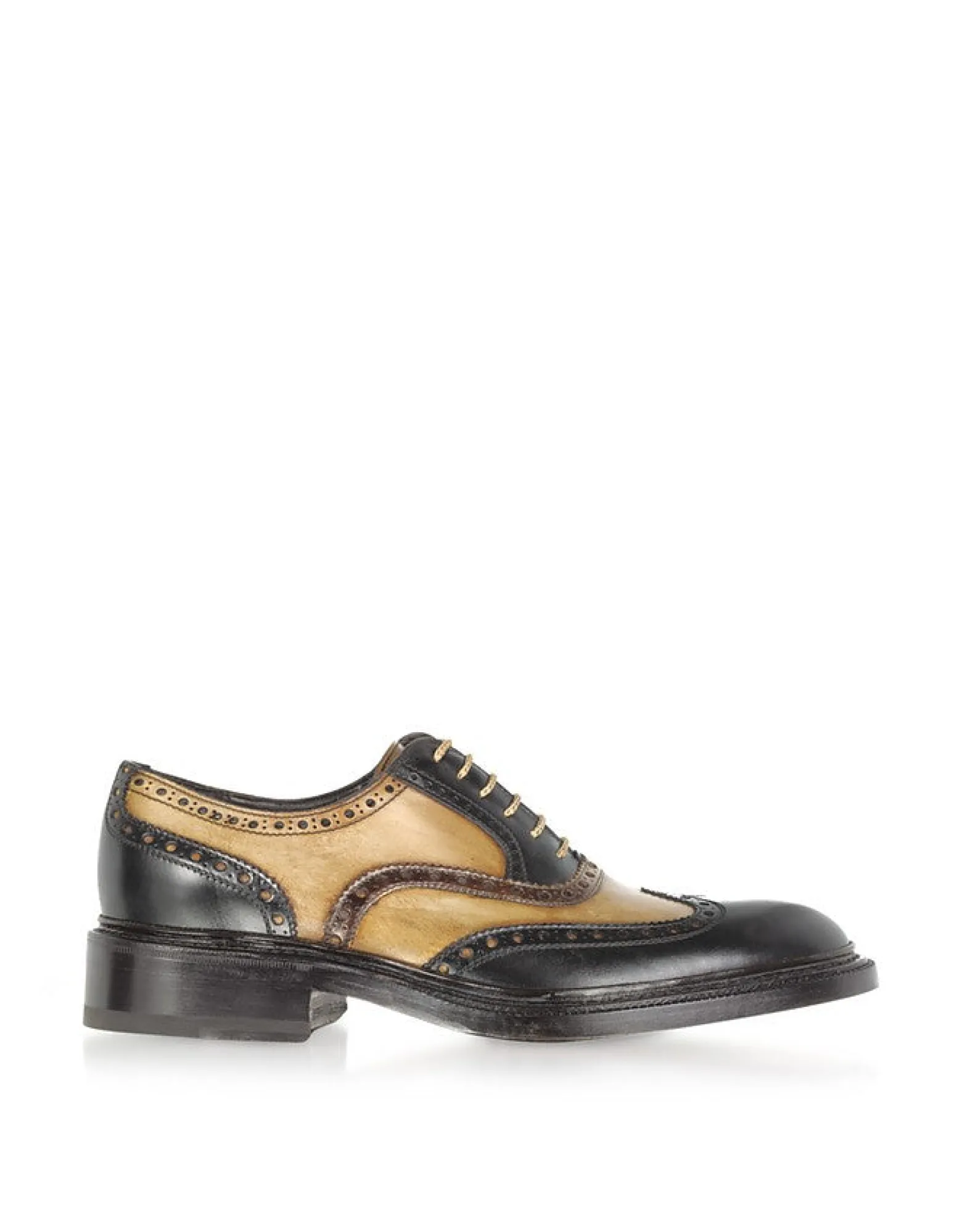 Italian Handcrafted Two-tone Wingtip Oxford Shoes<Forzieri Cheap