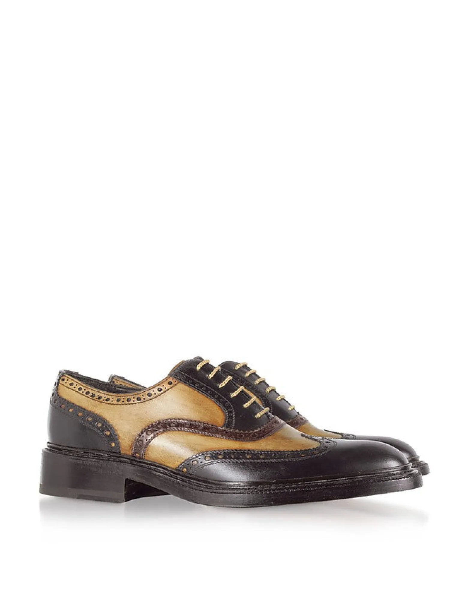 Italian Handcrafted Two-tone Wingtip Oxford Shoes<Forzieri Cheap