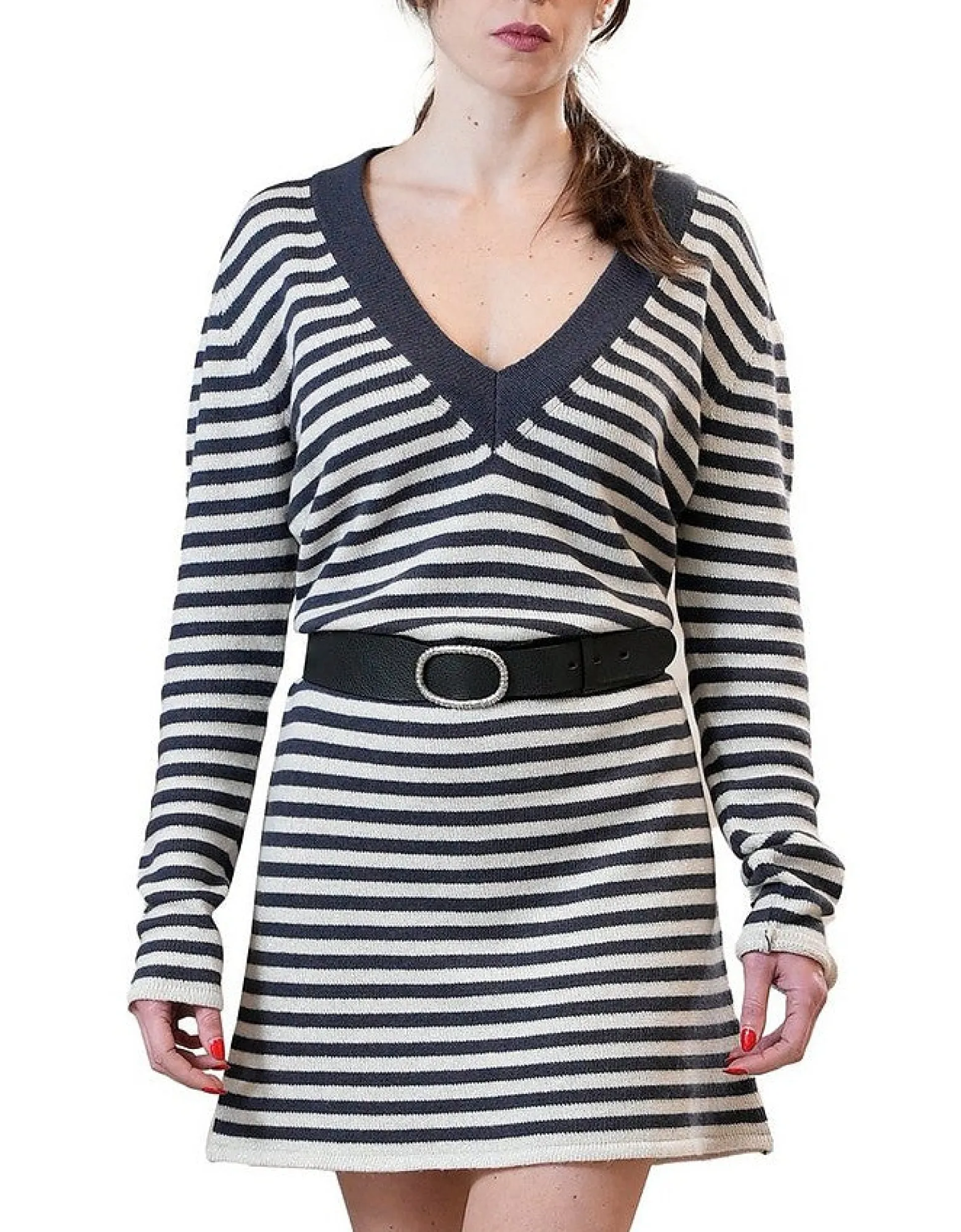 LA FABRIQUE - Aurelie Blue Navy and White Knitted Dress<Forzieri Discount