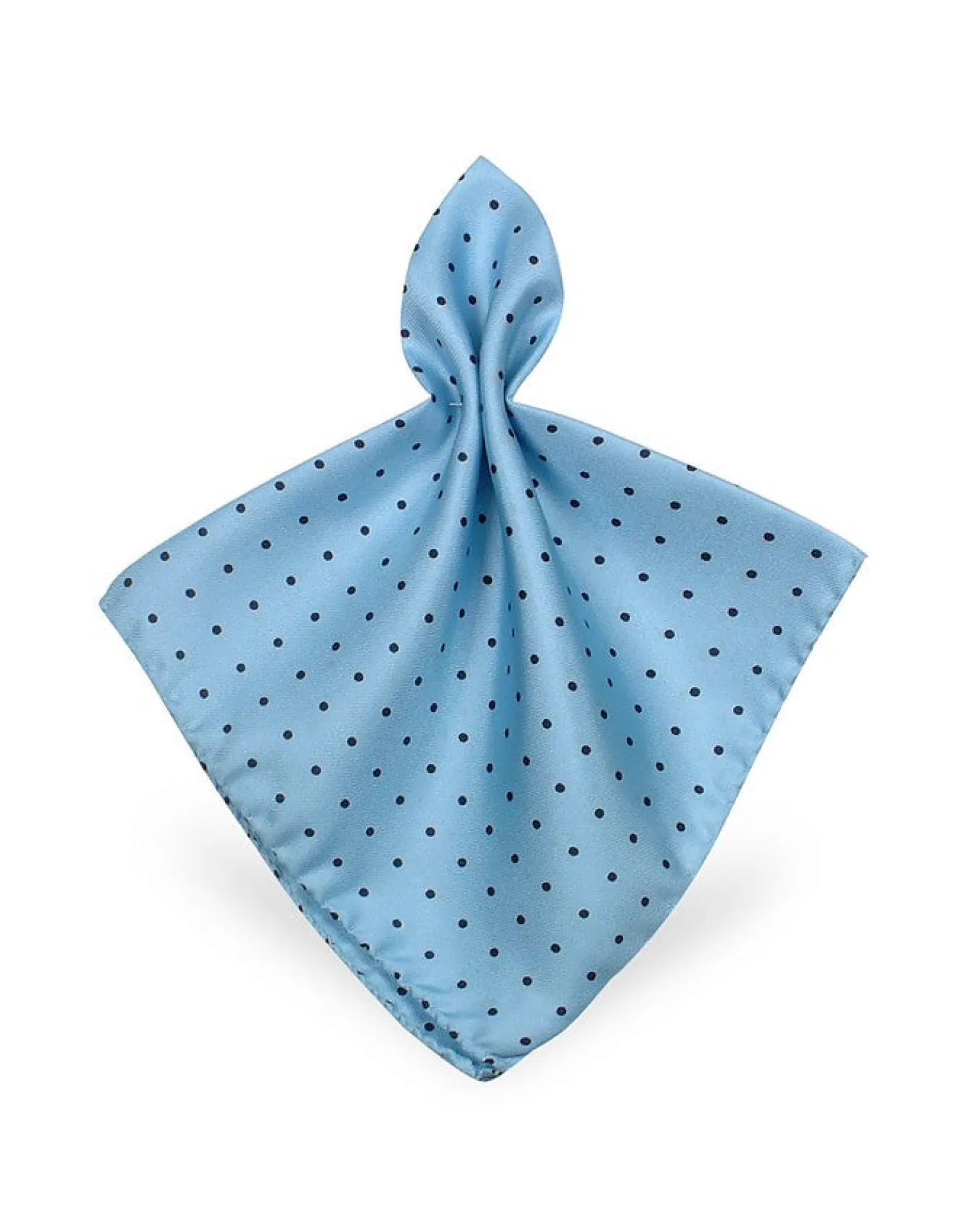 Light Blue/Blue Polkadot Twill Silk Pocket Square<Forzieri Shop