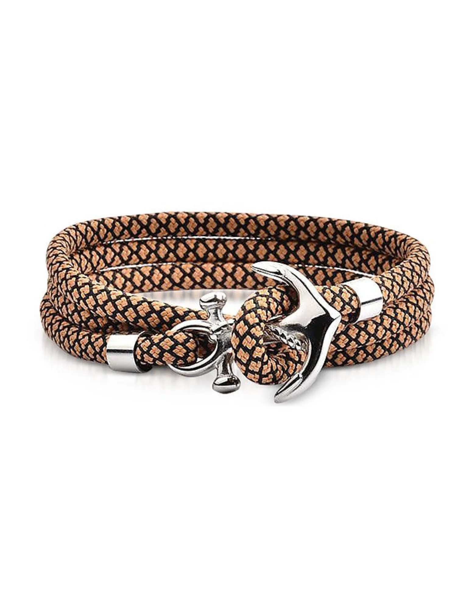 Light Brown and Black Rope Triple Bracelet w/Anchor<Forzieri Cheap