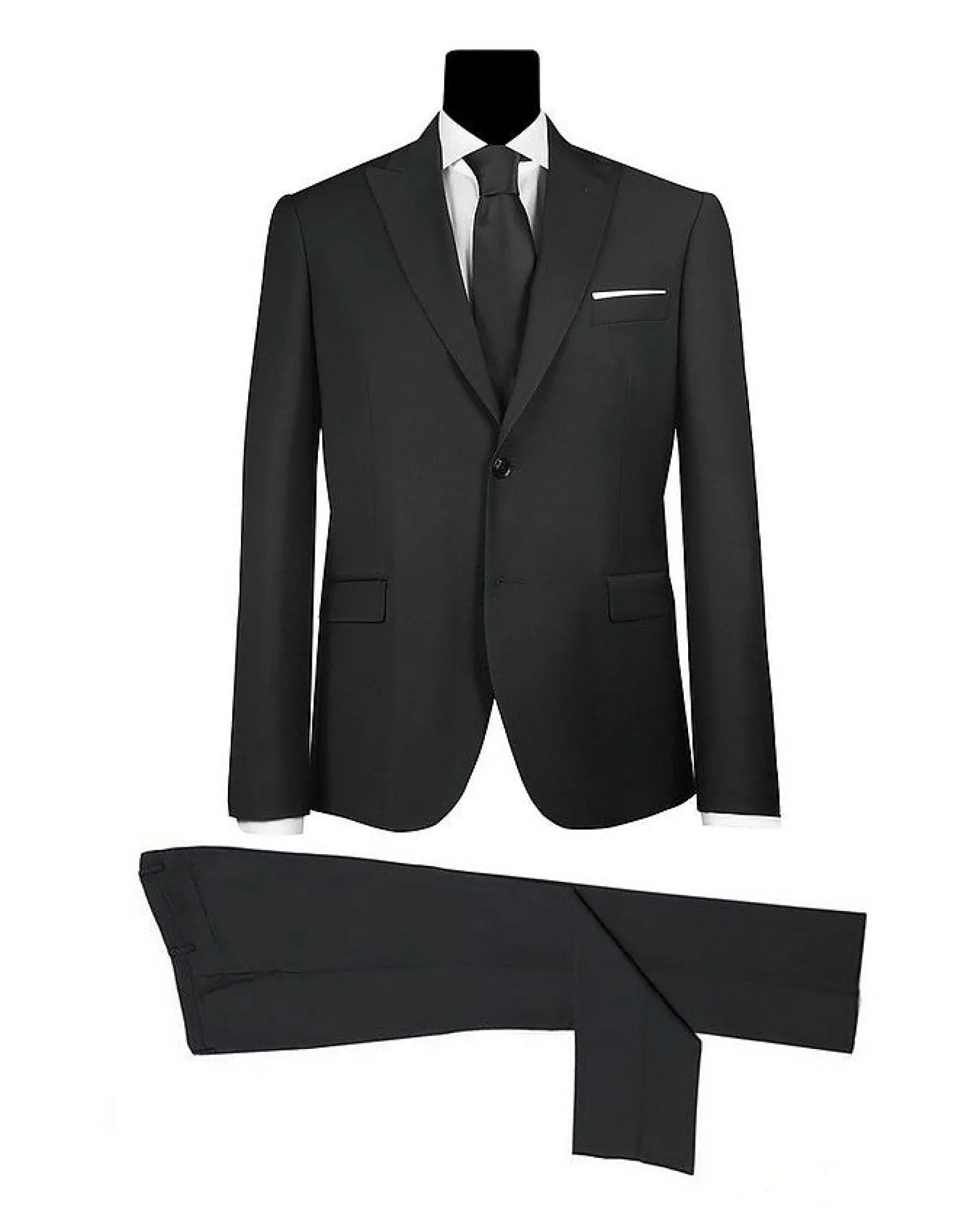 Men's Black Satin and Wool Blend Dress<Forzieri Clearance