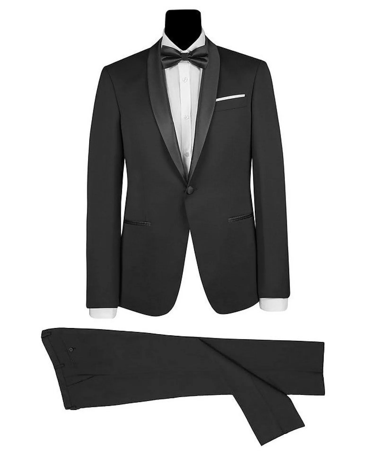 Men's Black Satin Shawl Lapel Tuxedo<Forzieri Online