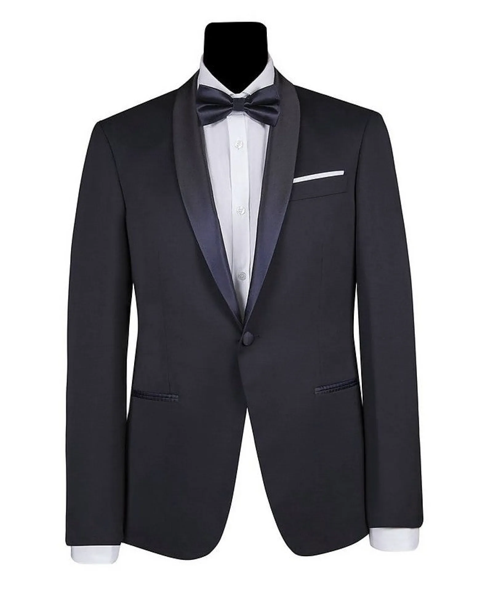 Men's Blue Navy Satin Shawl Lapel Tuxedo<Forzieri Best