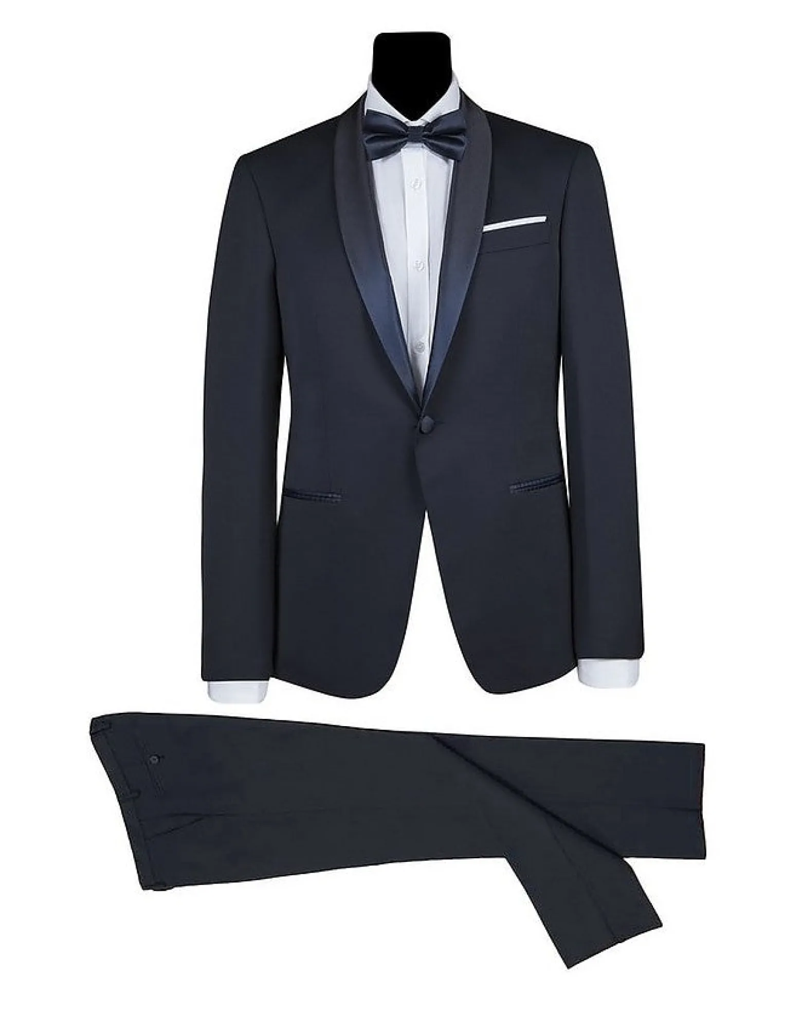 Men's Blue Satin Shawl Lapel Tuxedo<Forzieri Discount