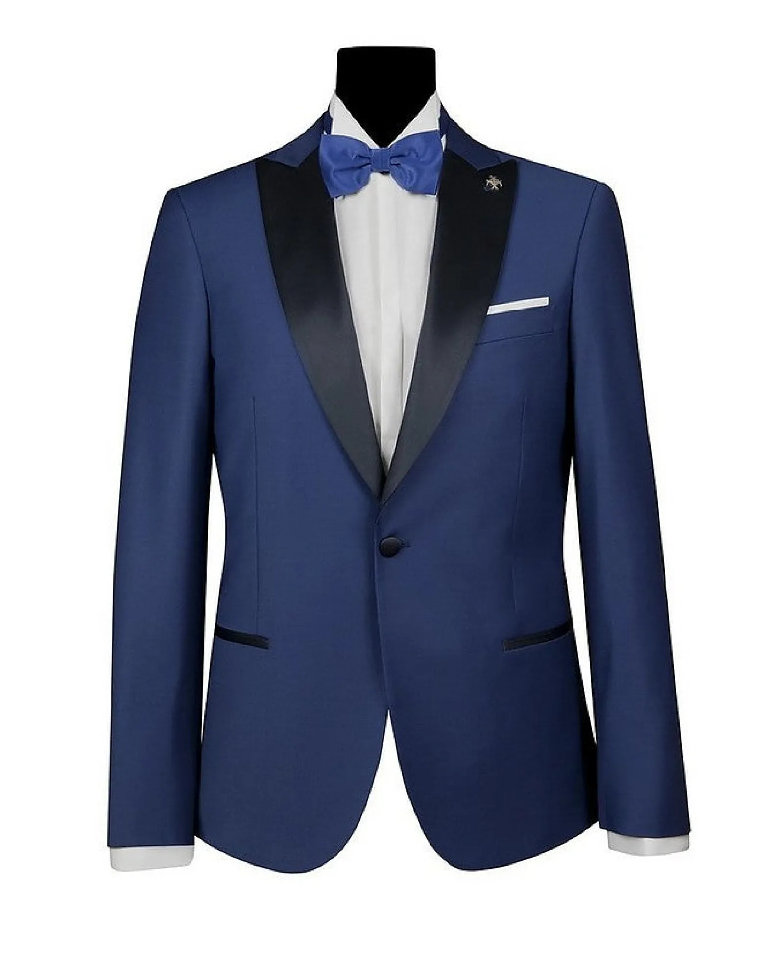 Men's Bluette Satin Peak Lapel Tuxedo<Forzieri Cheap