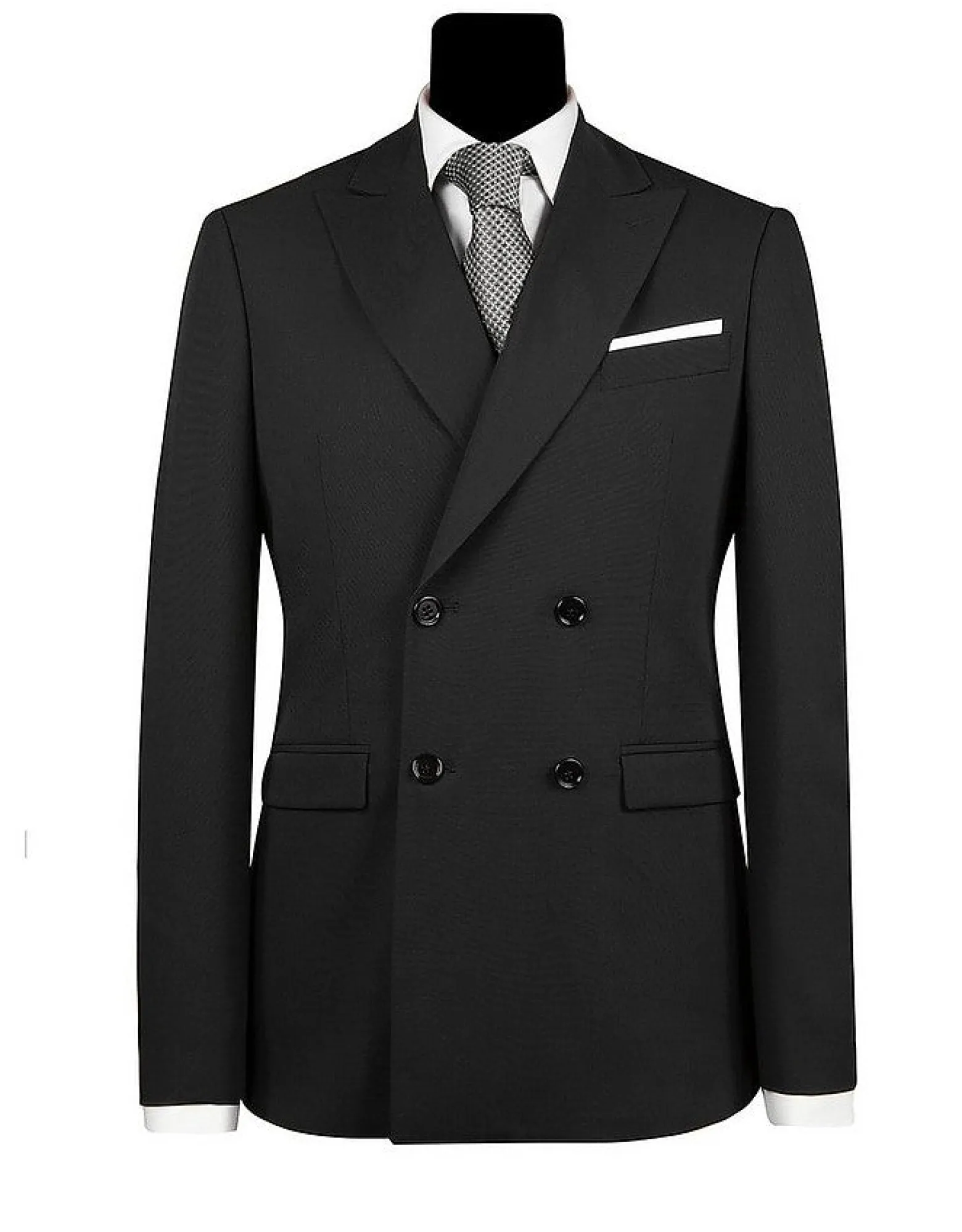 Men's Double Breasted Black Suit<Forzieri Best