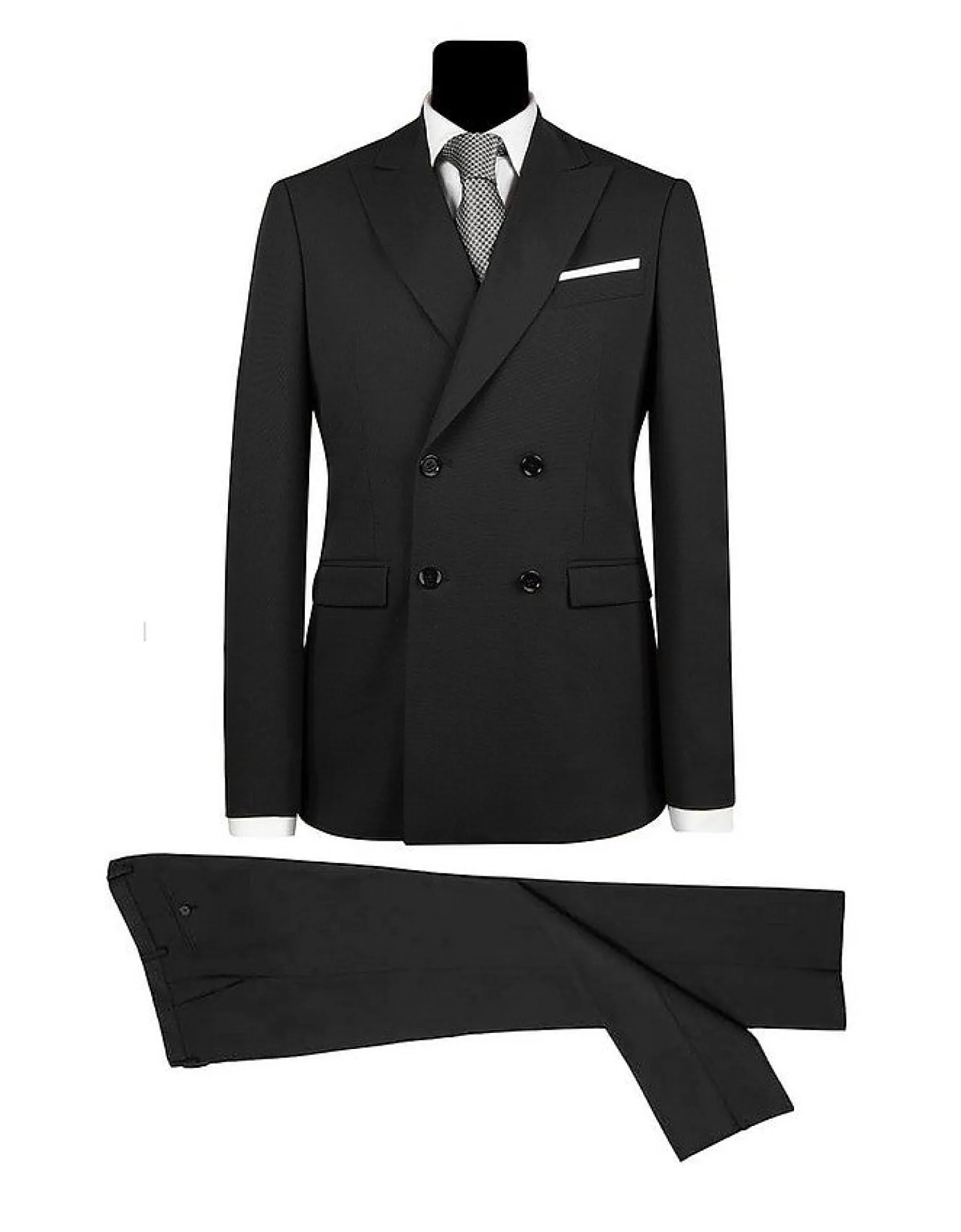 Men's Double Breasted Black Suit<Forzieri Best