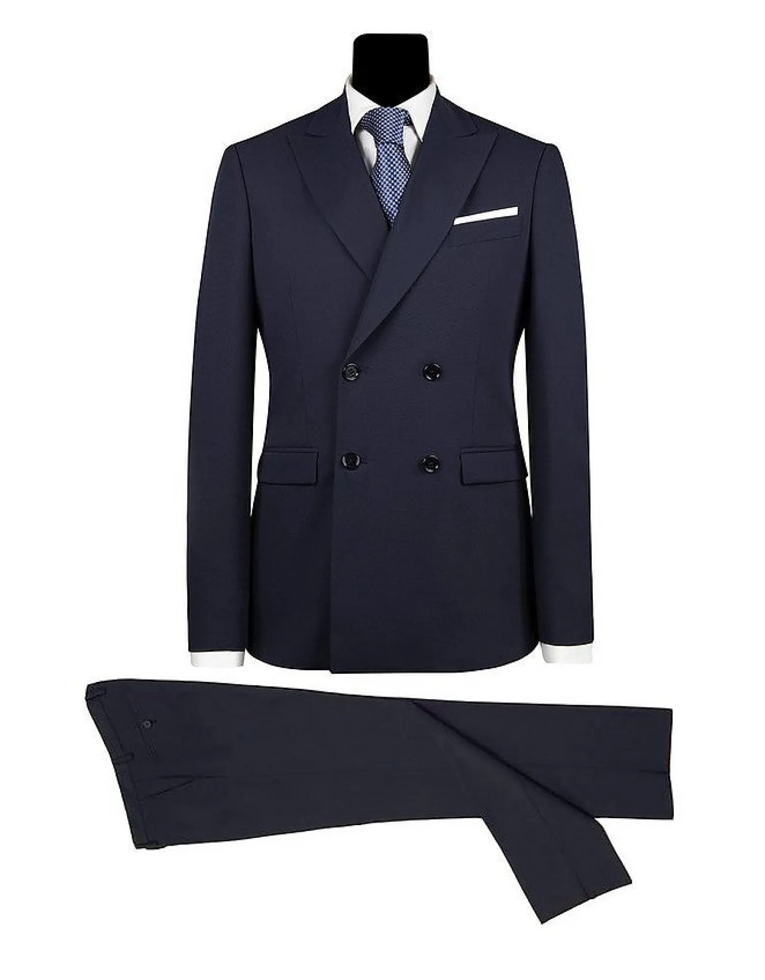 Men's Double Breasted Blue Navy Suit<Forzieri Flash Sale