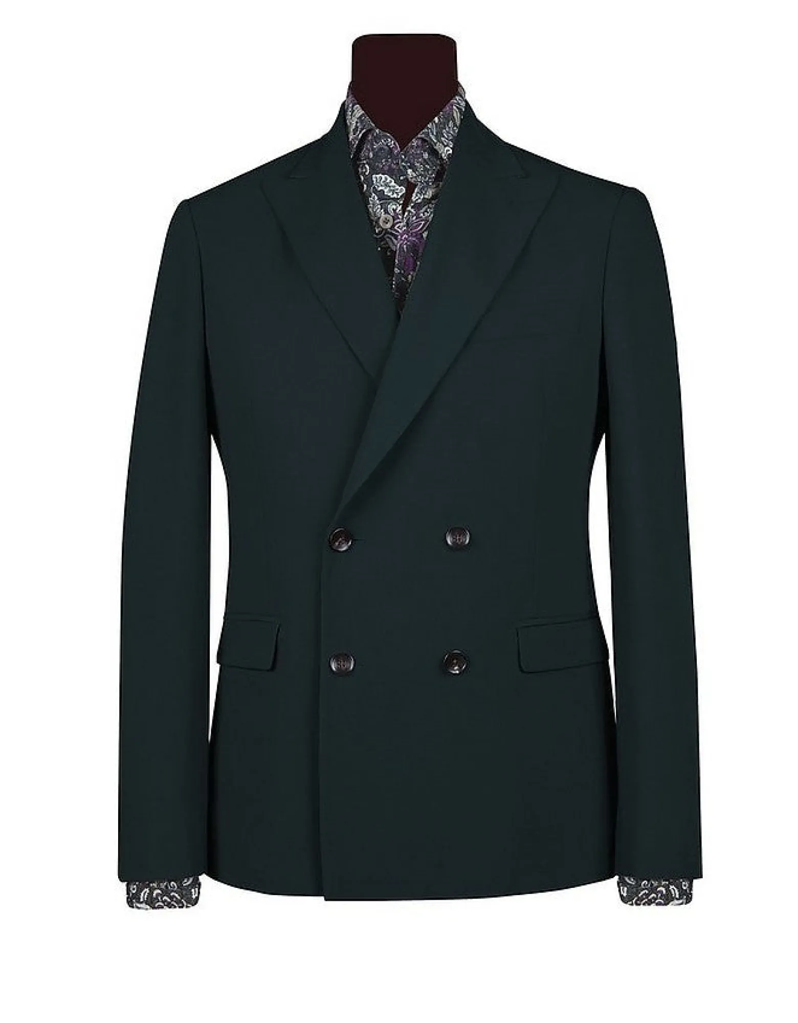 Men's Double Breasted English Green Suit<Forzieri Clearance