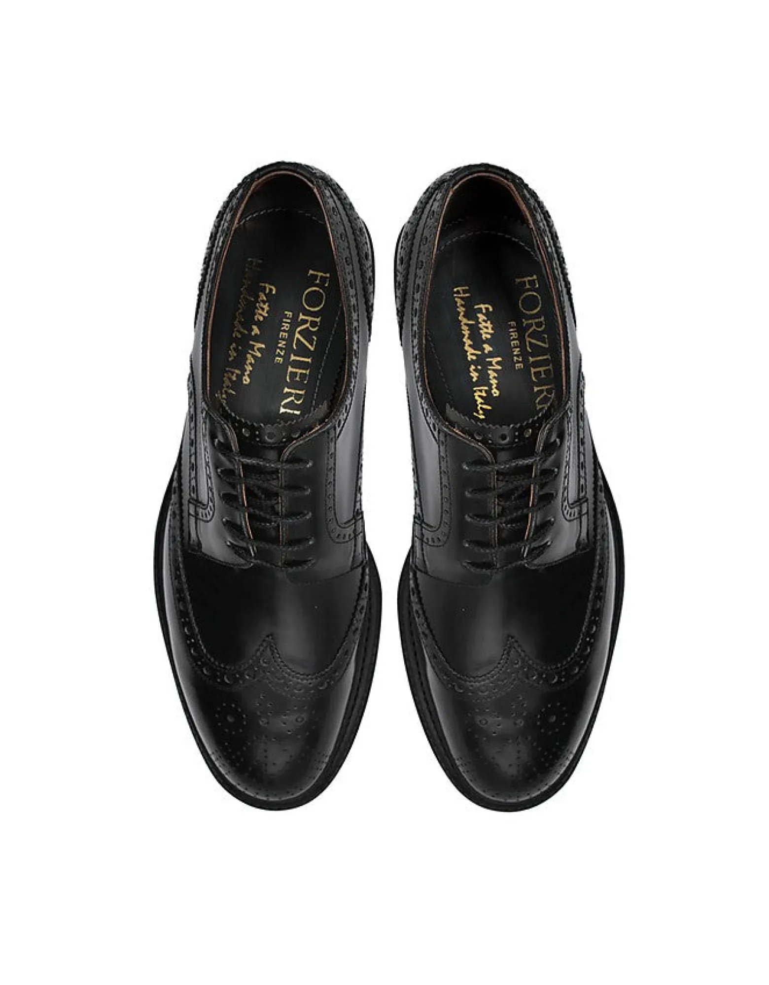 Men's Handmade Black Leather Oxford Shoes<Forzieri Shop