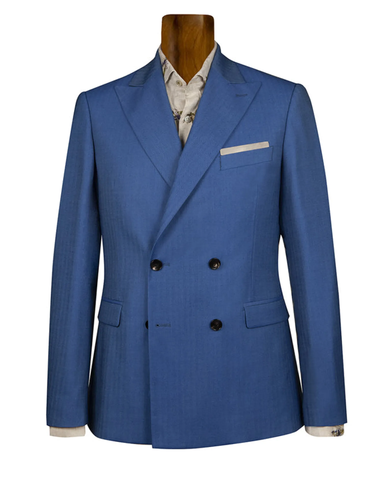 Men's Light Blue Wool Blend Double-breasted Suit<Forzieri Store