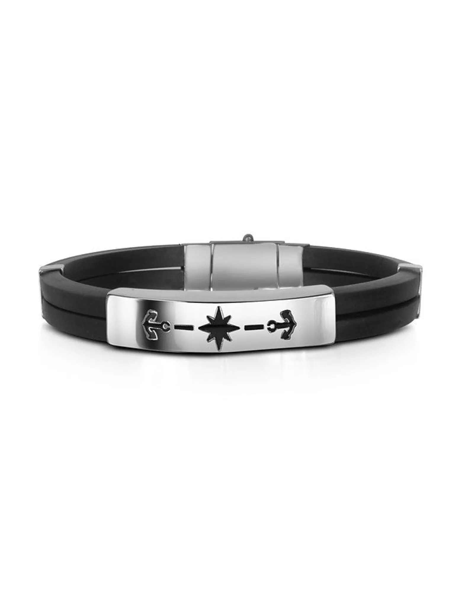 Men's Rubber and Stainless Steel Anchor Bracelet<Forzieri Best