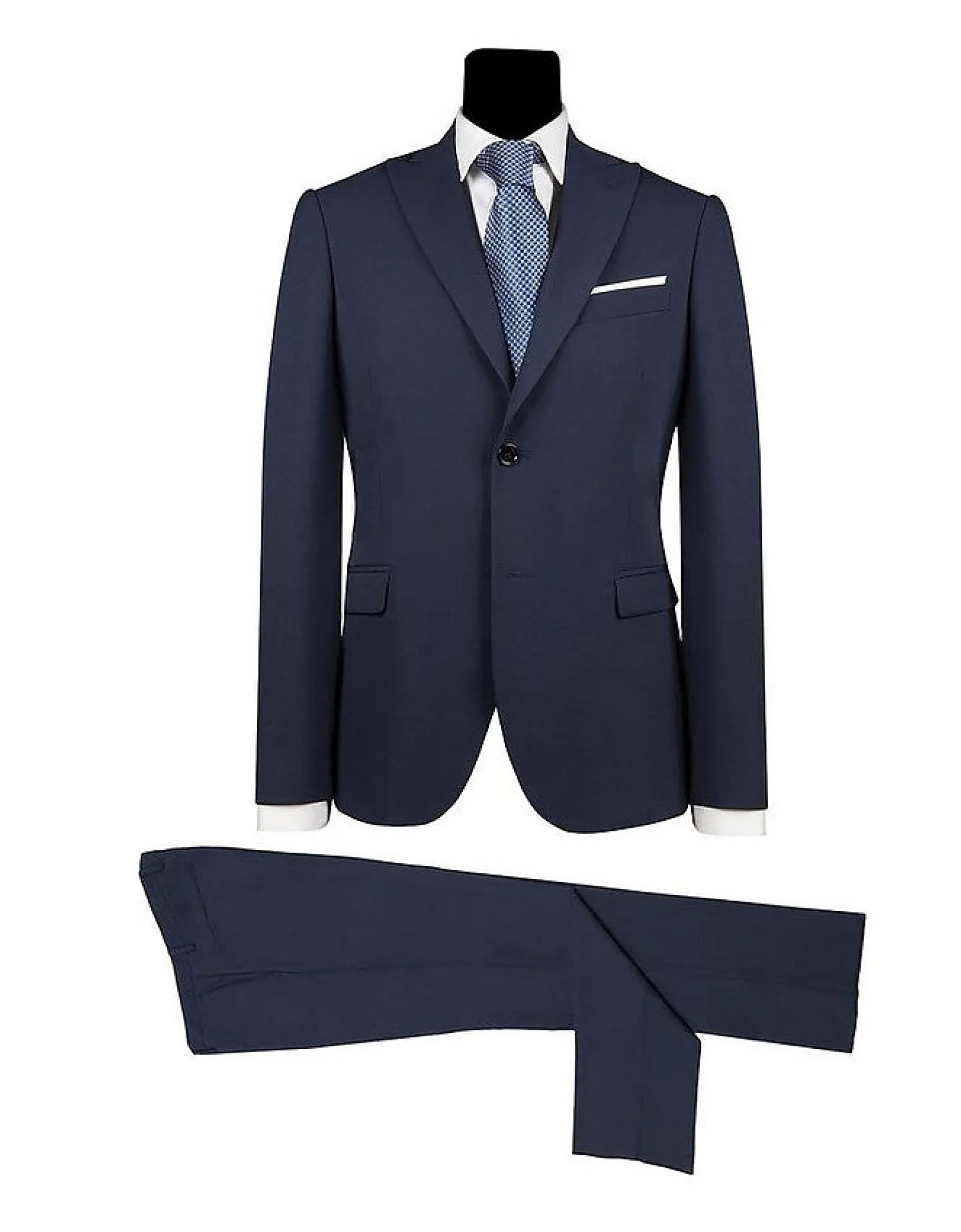 Men's Single Breasted Navy Blue Slim Fit Suit<Forzieri New