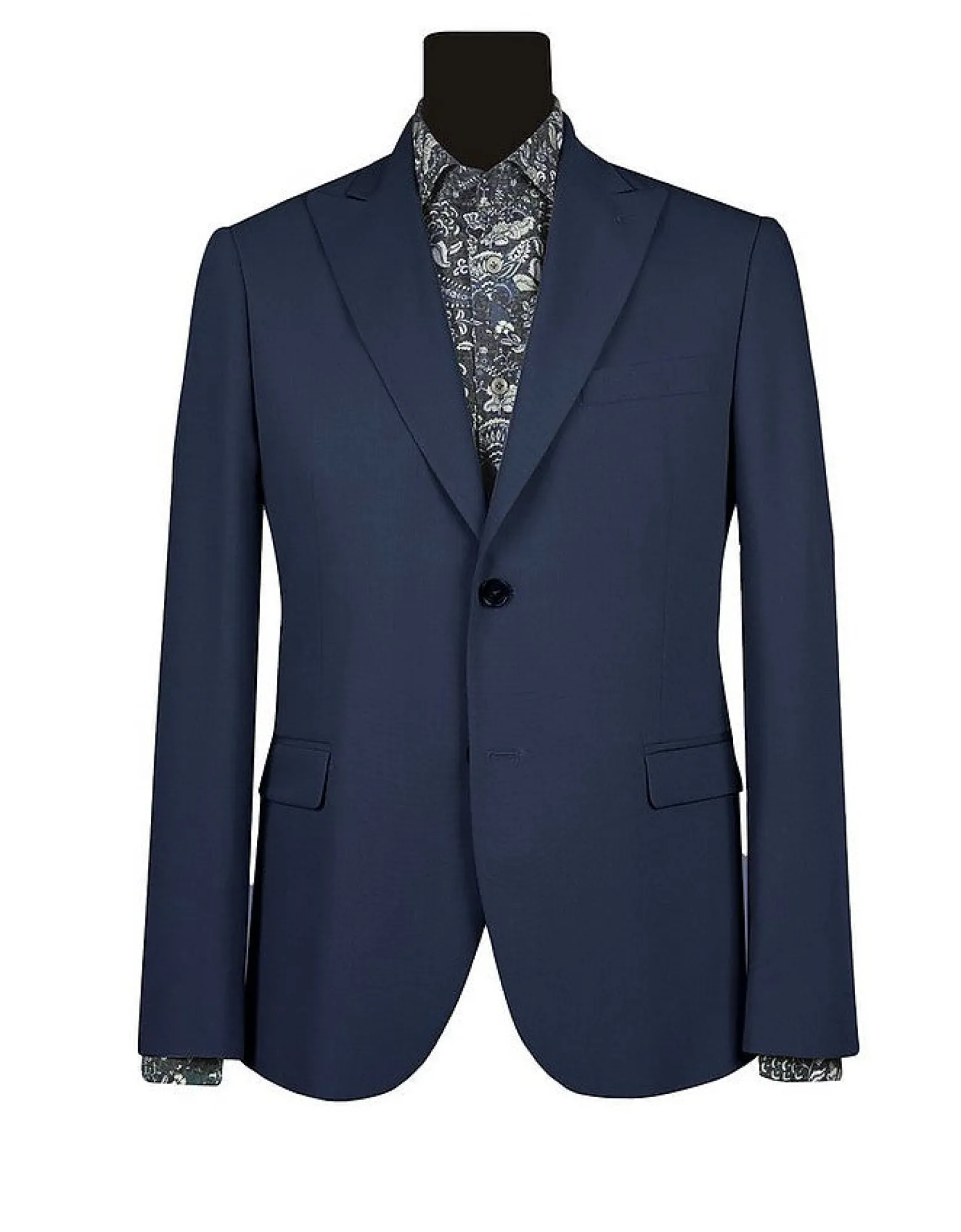 Men's Wide Peak Single Breasted Bluette Suit<Forzieri New