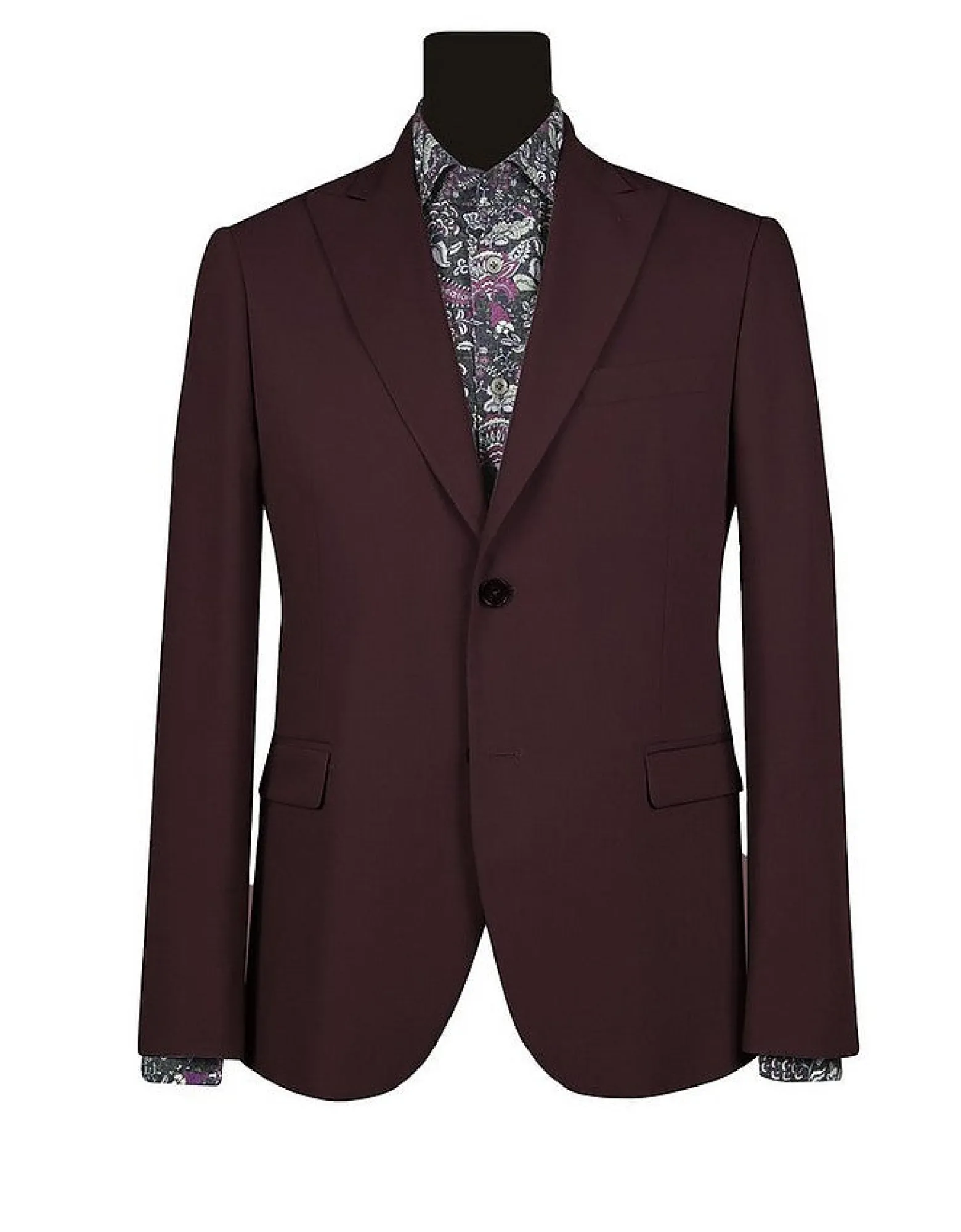 Men's Wide Peak Single Breasted Bordeaux Suit<Forzieri Shop