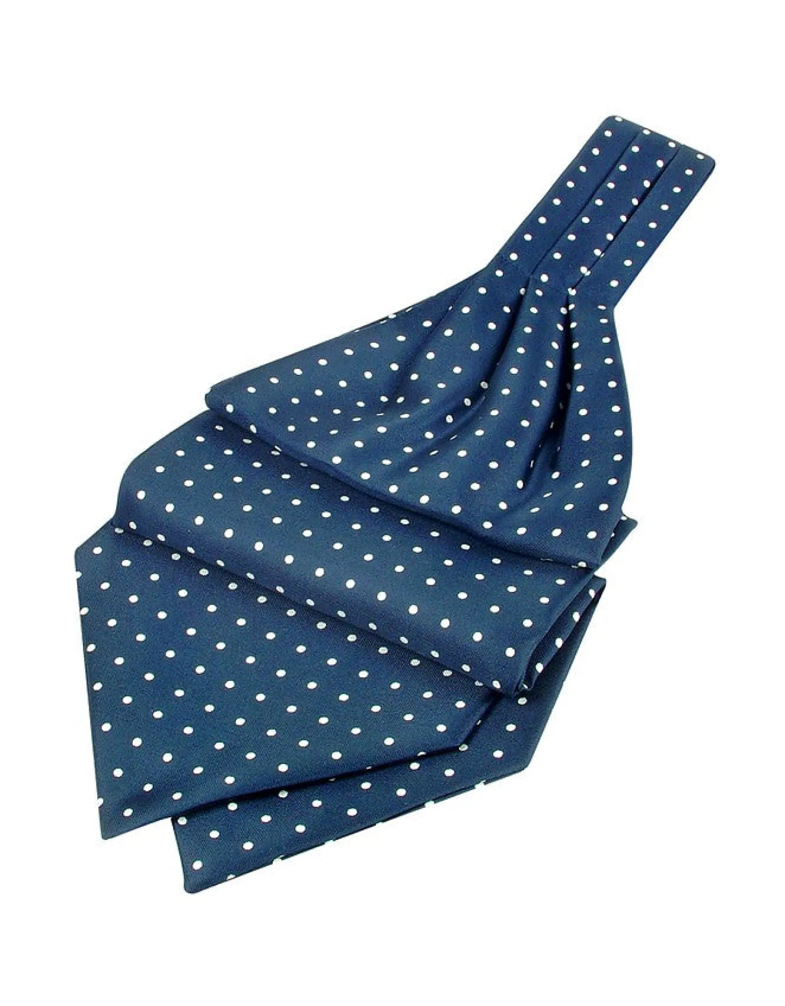 Navy Blue Polkadot Printed Twill Silk Ascot<Forzieri Cheap