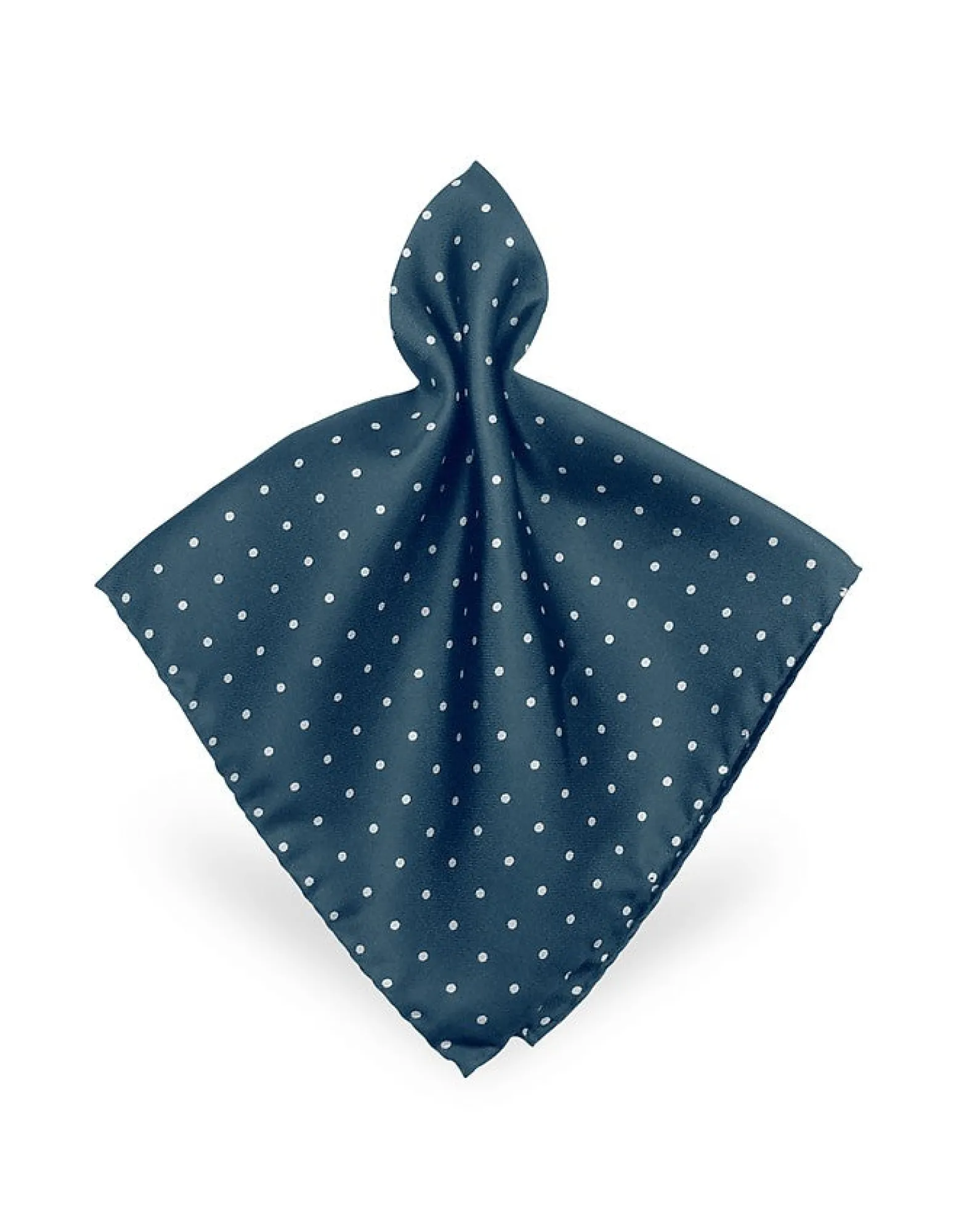 Navy Blue Polkadot Twill Silk Pocket Square<Forzieri Sale