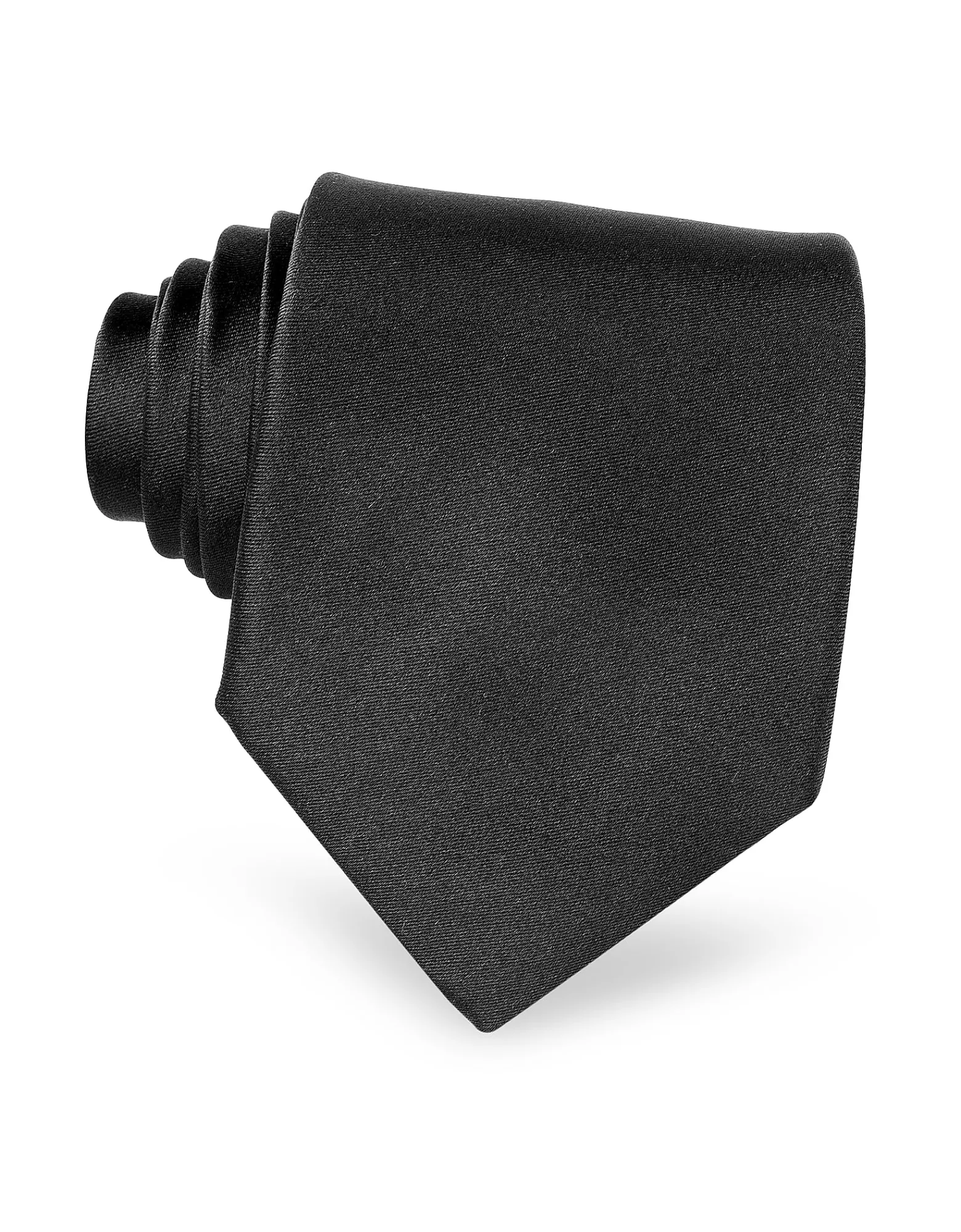 Solid Black Pure Silk Tie<Forzieri Outlet