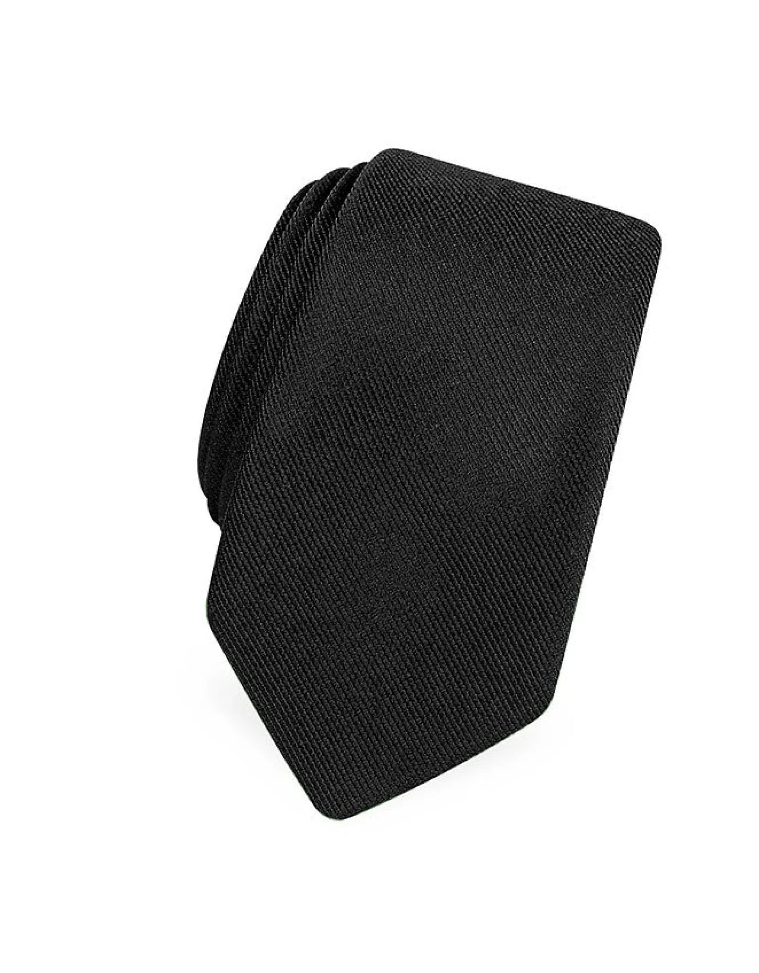 Solid Black Twill Silk Narrow Tie<Forzieri Store