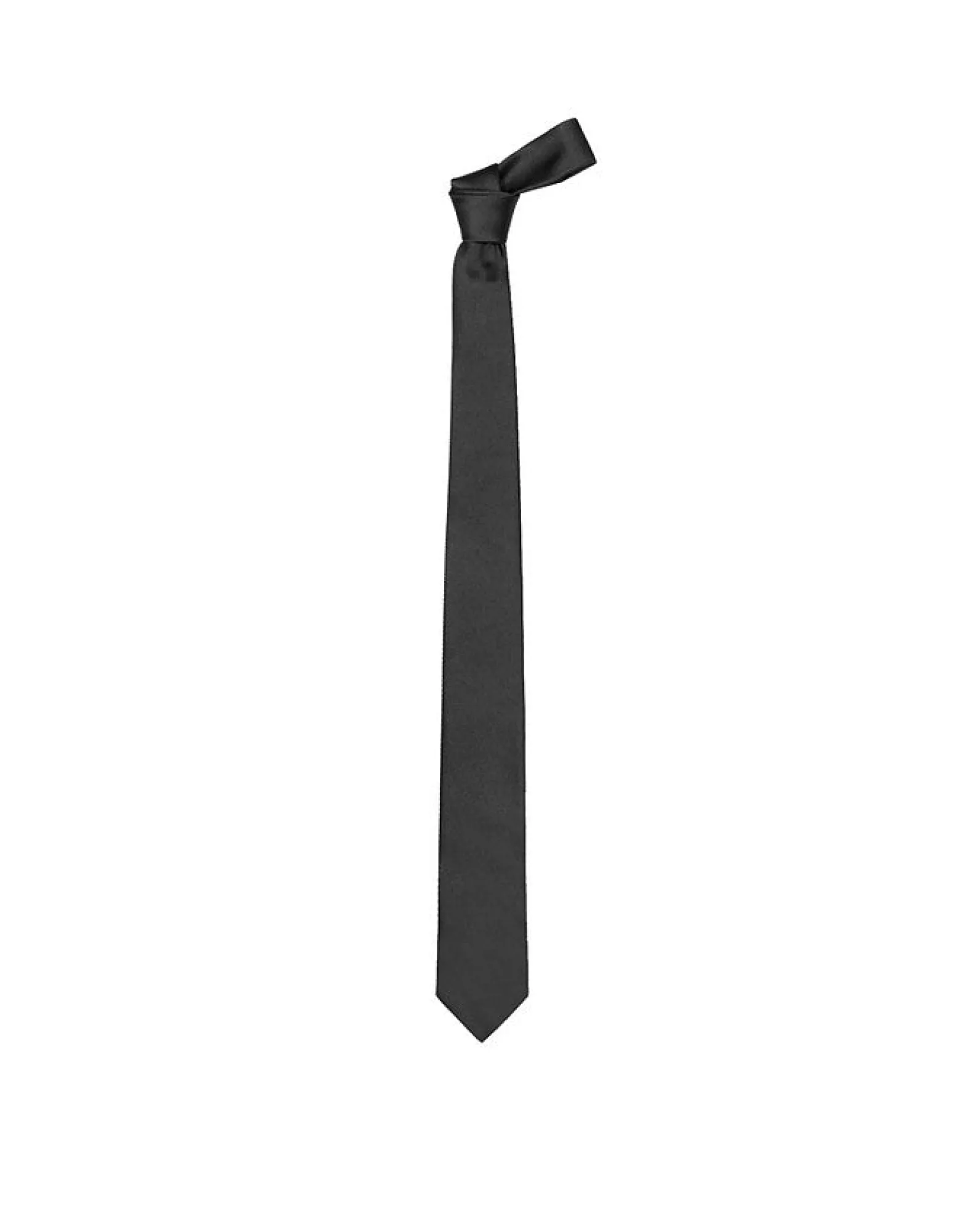 Solid Black Twill Silk Narrow Tie<Forzieri Store