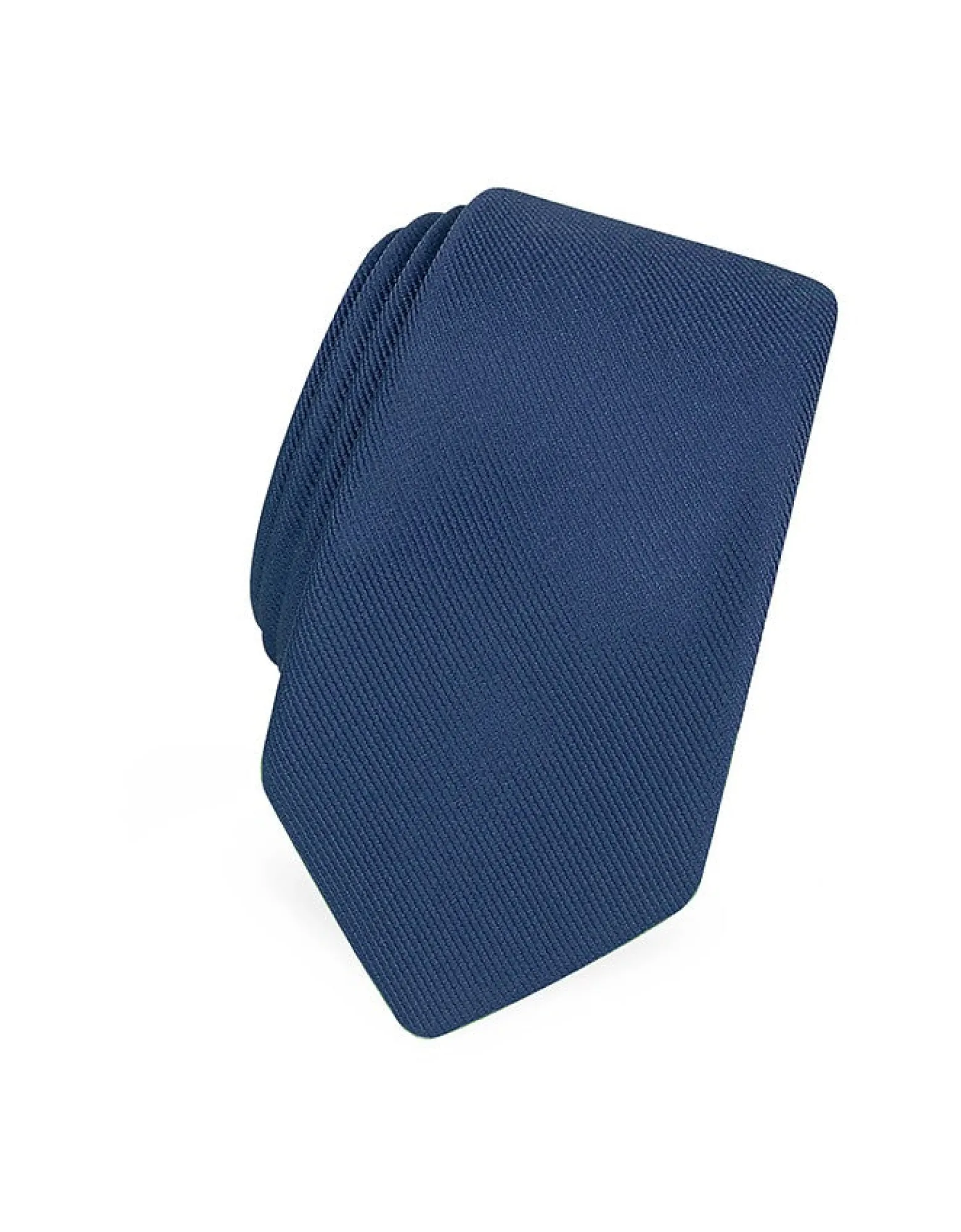 Solid Blue Twill Silk Narrow Tie<Forzieri Shop