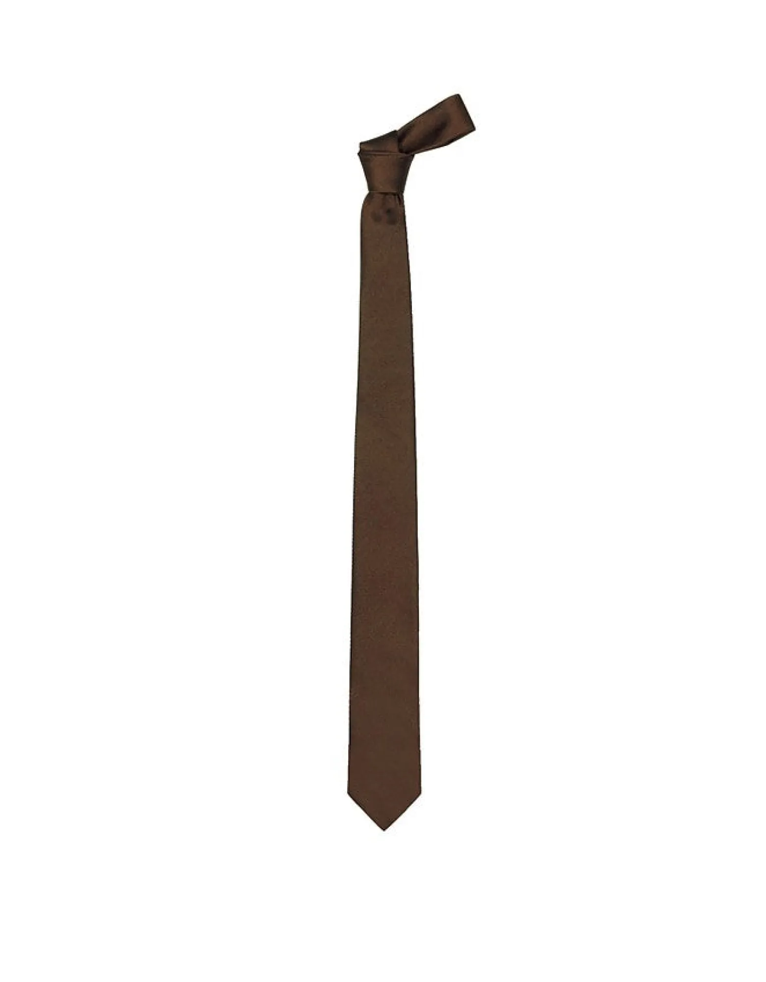 Solid Brown Twill Silk Narrow Tie<Forzieri Shop