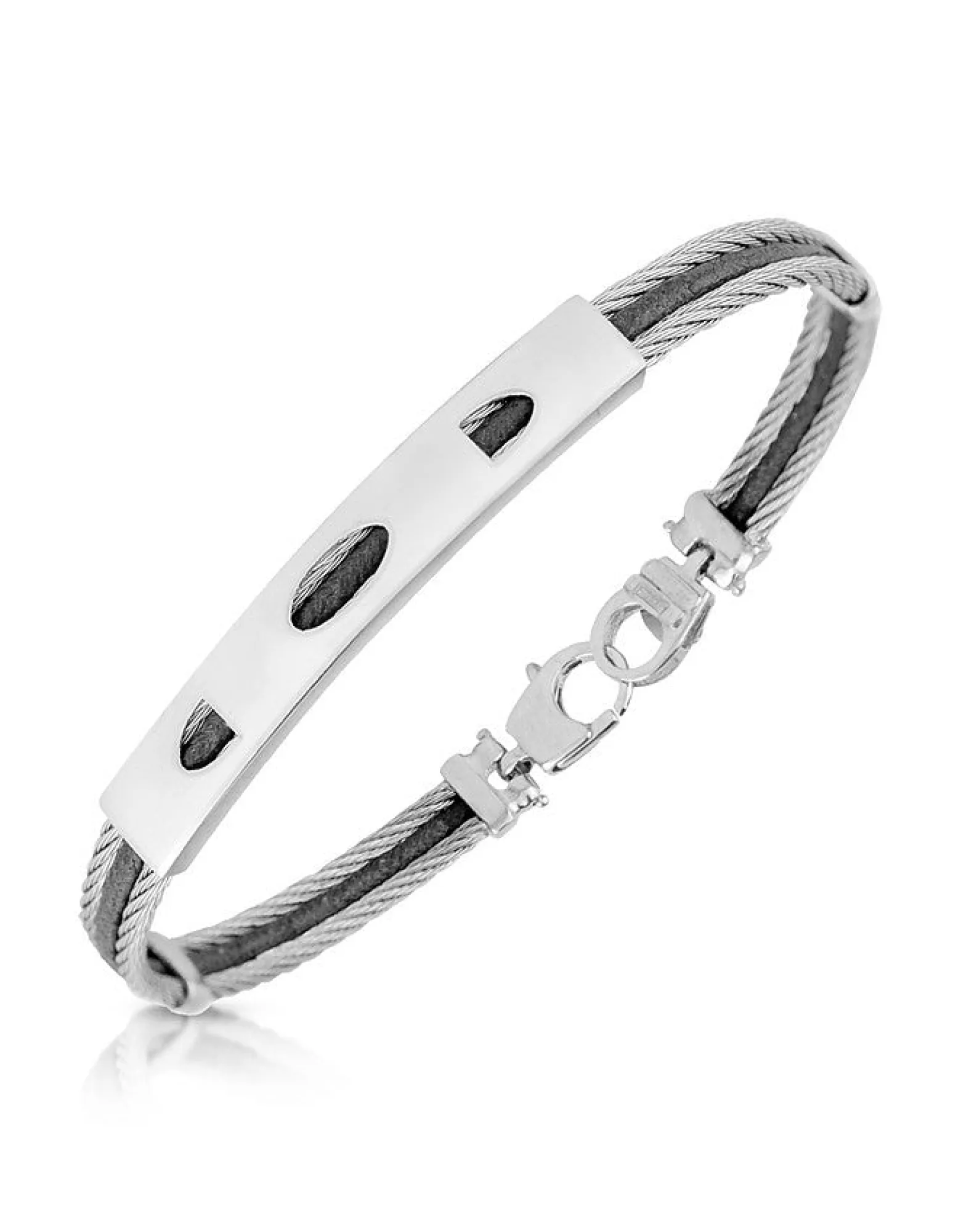 Stainless Steel Bracelet with Rectangular Plaque<Forzieri Clearance