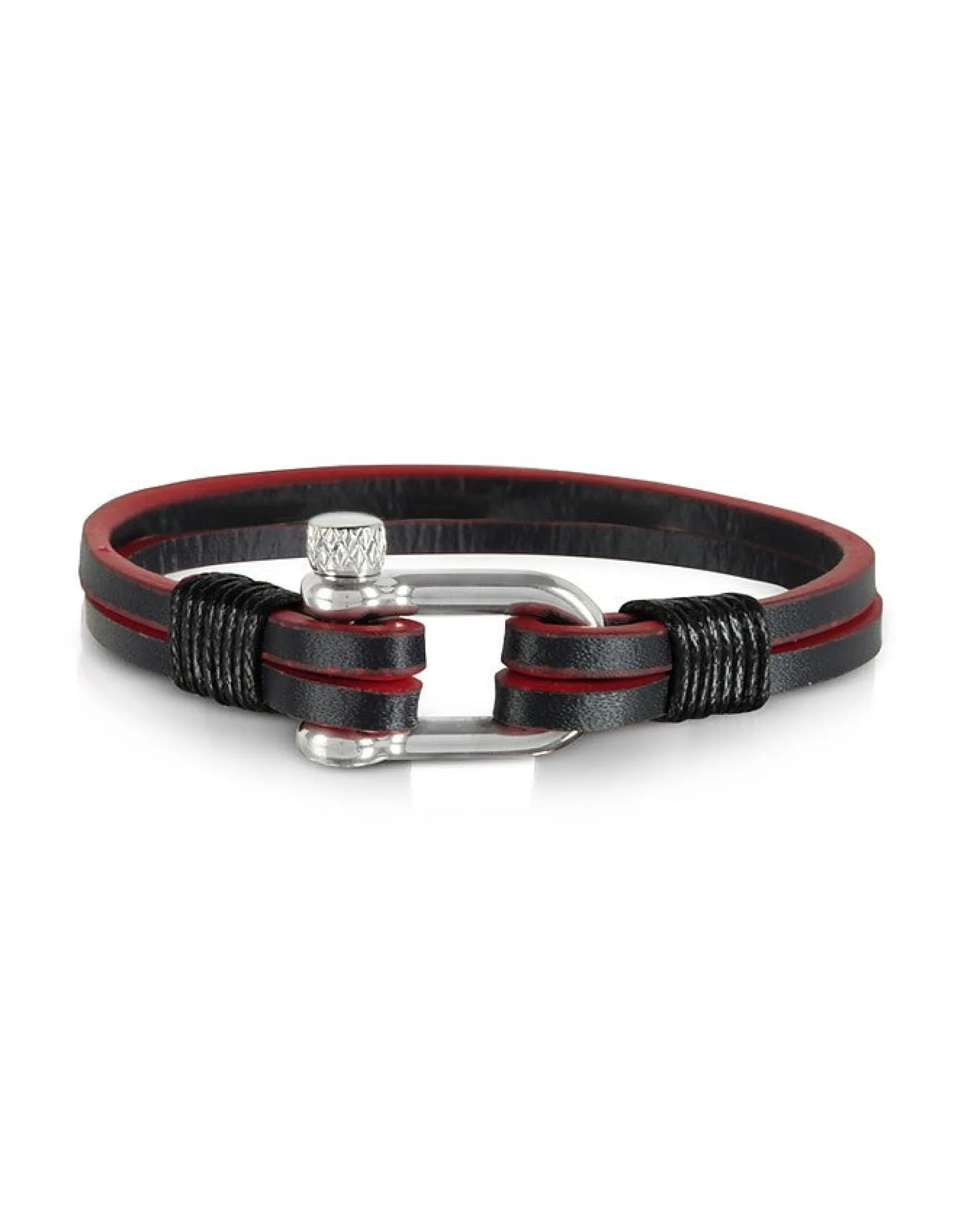 Two Tone Genuine Leather Men's Double Bracelet<Forzieri Cheap