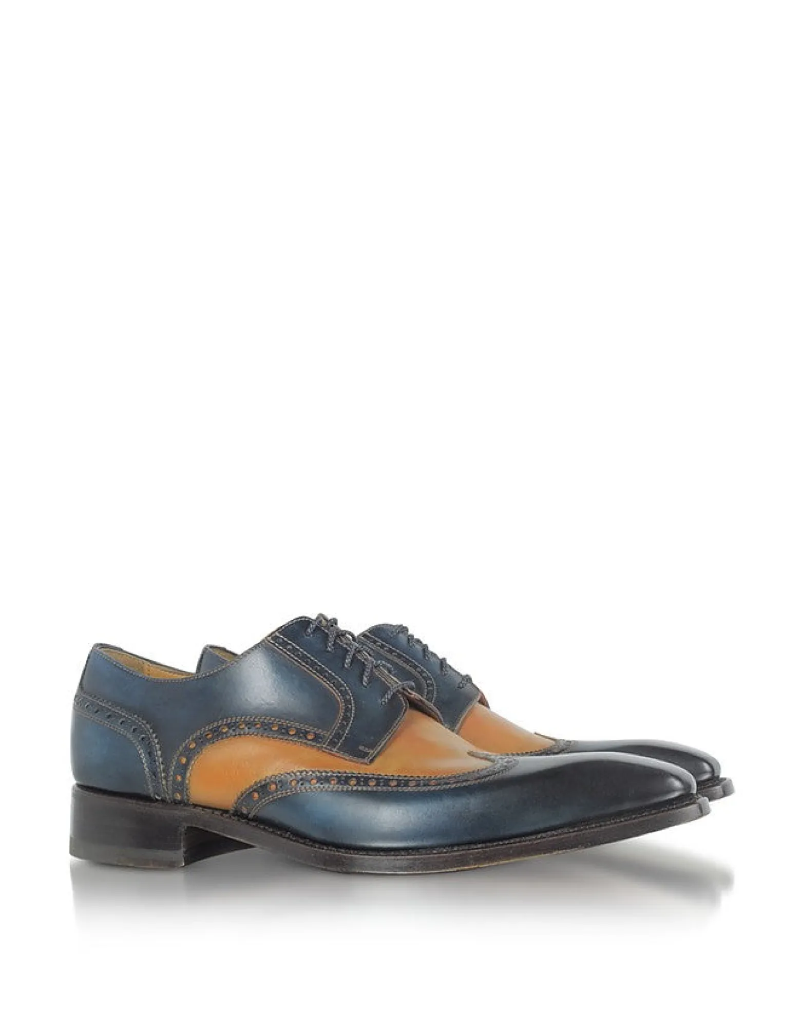 Two-Tone Handcrafted Leather Wingtip Derby Shoes<Forzieri Best