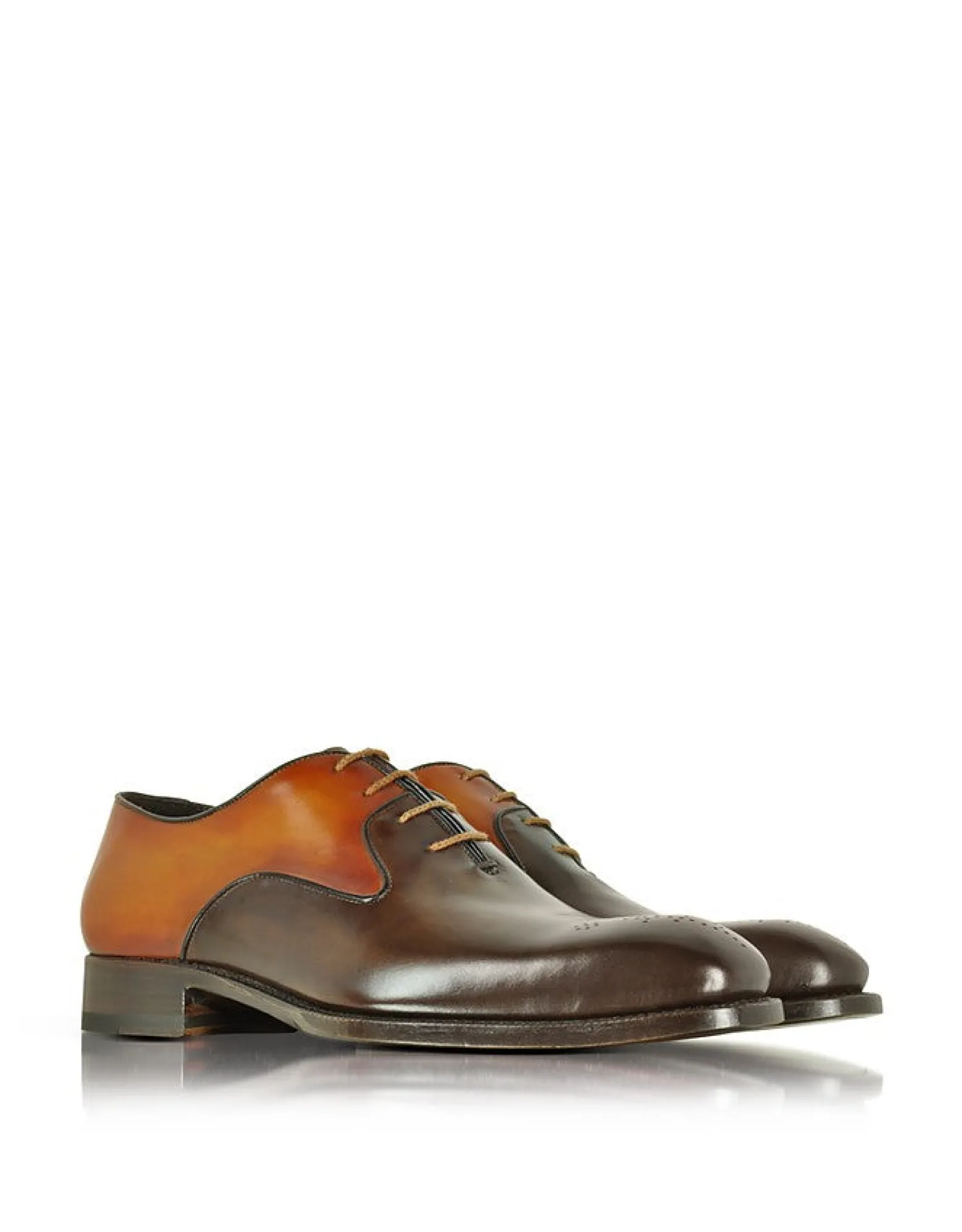 Two-Tone Italian Handcrafted Leather Oxford Shoe<Forzieri Cheap