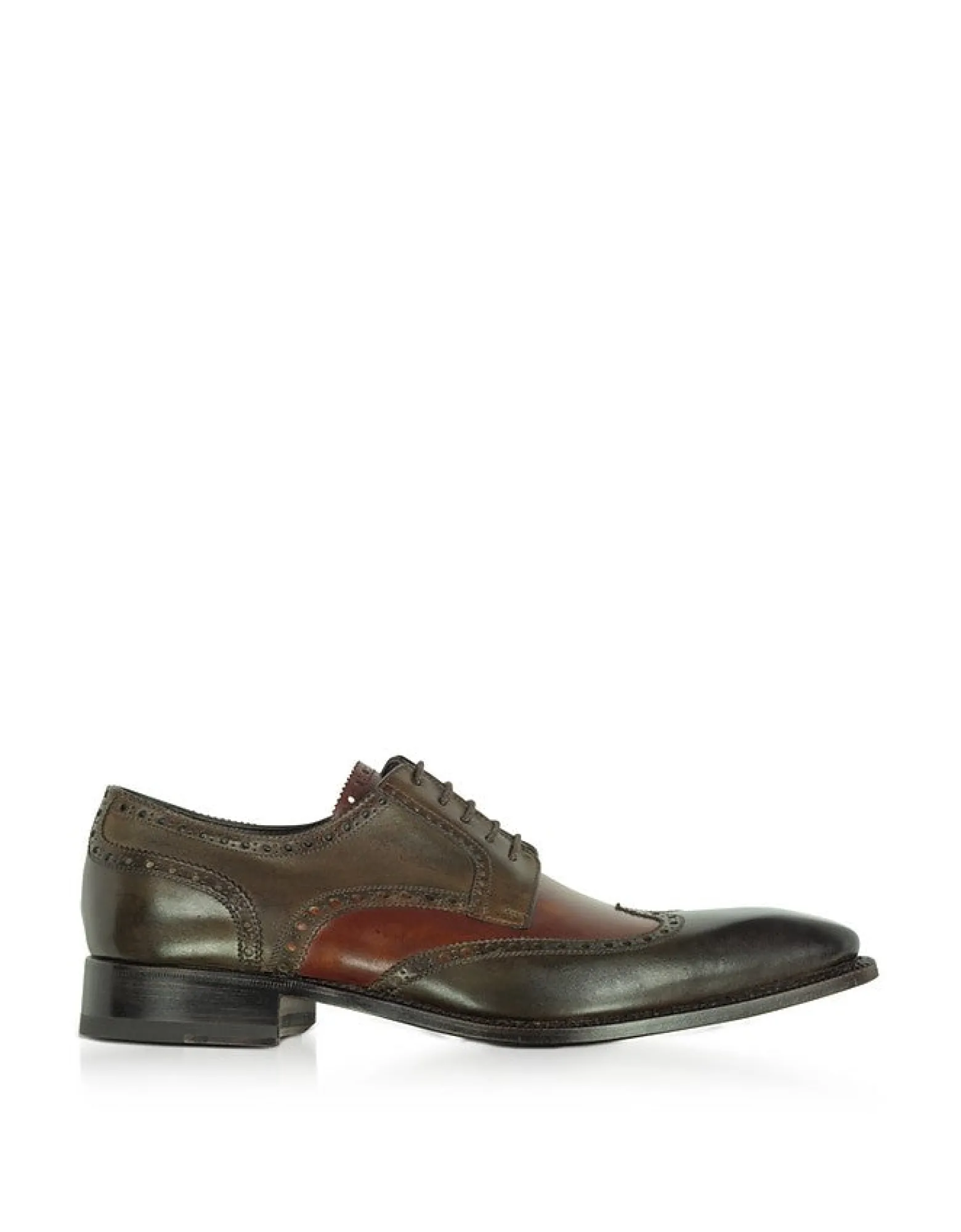 Two-Tone Italian Handcrafted Leather Wingtip Derby Shoes<Forzieri Cheap