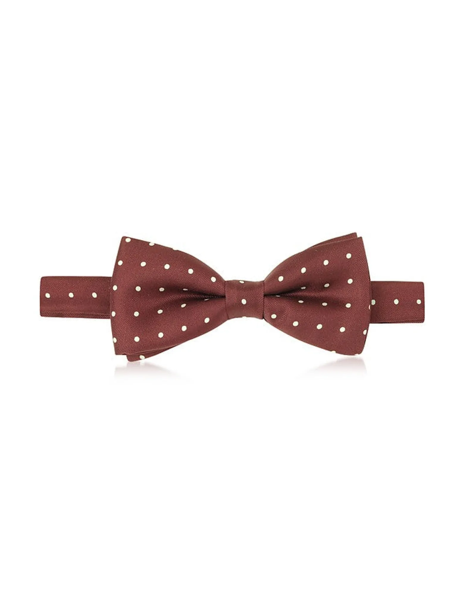 White on Burgundy Polkadot Pre-tied Bowtie<Forzieri Hot