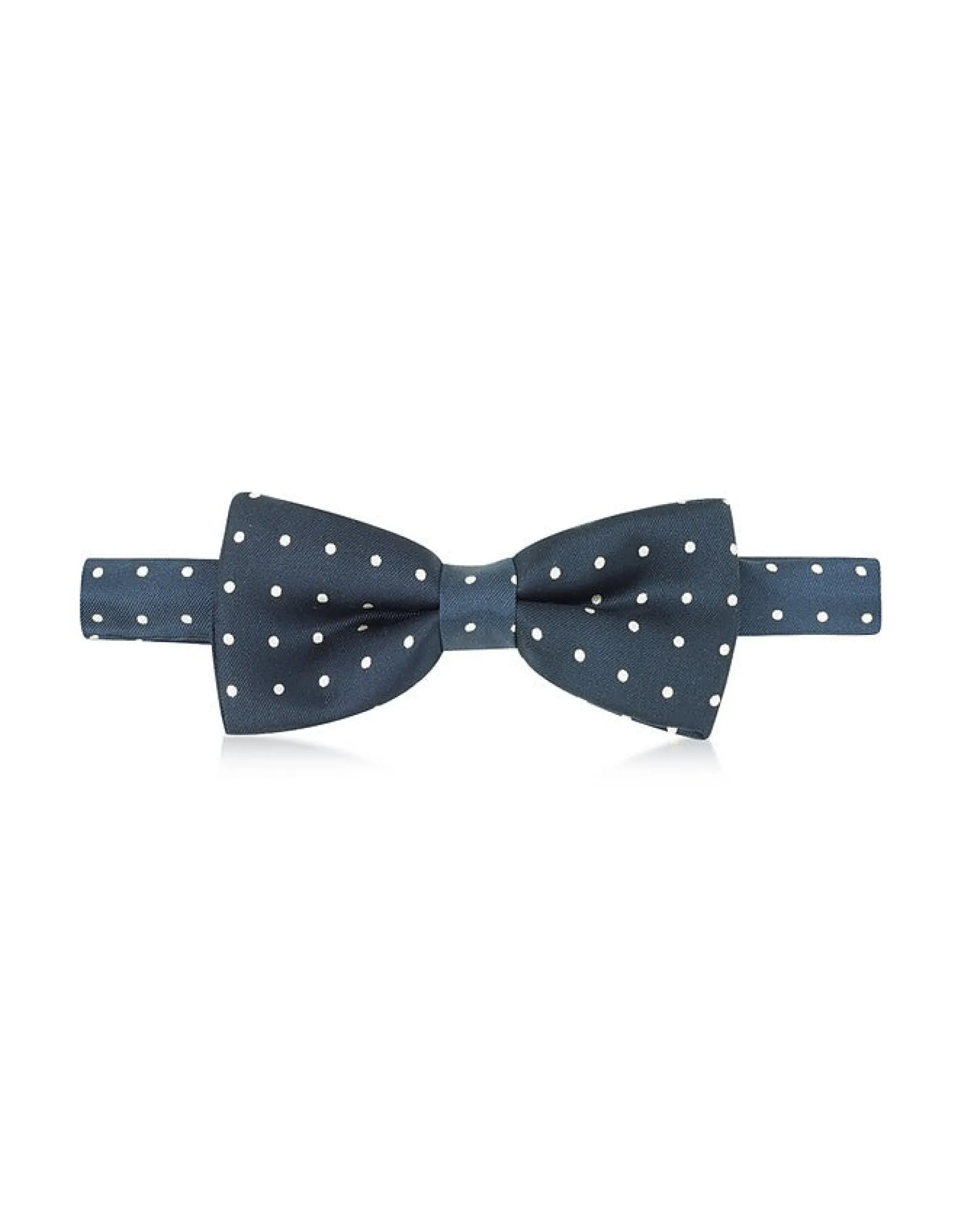 White on Navy Blue Polkadot Pre-tied Bowtie<Forzieri Shop